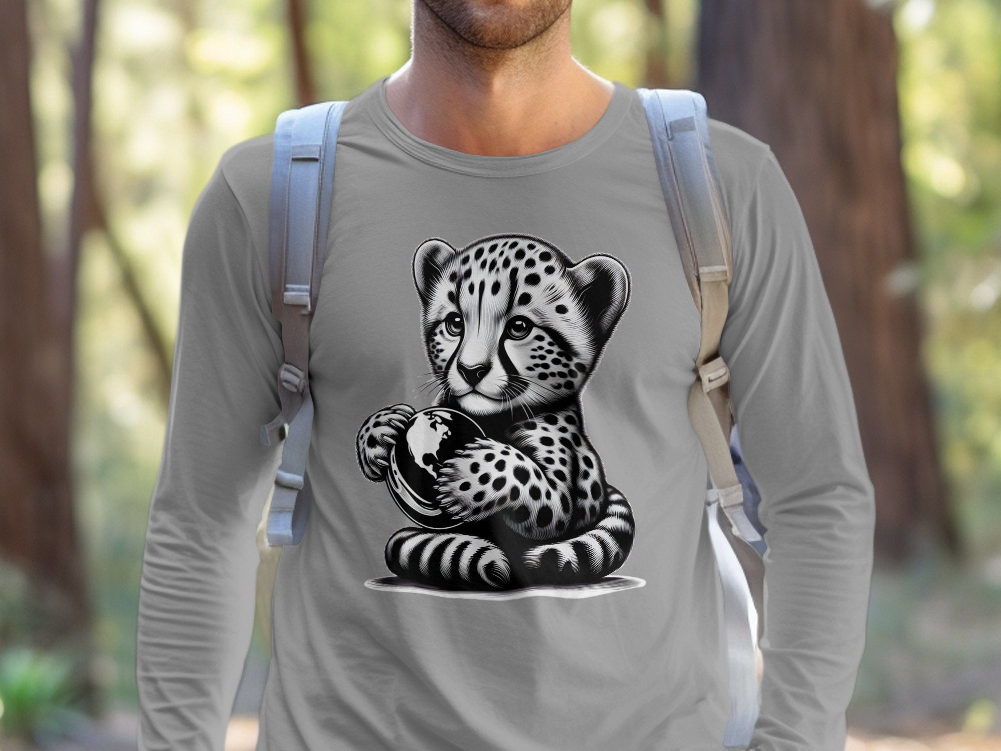 Cheetah World - Coloured Gildan Long Sleeve Realistic Animal Talisman Unisex Cute Tee Graphic Design