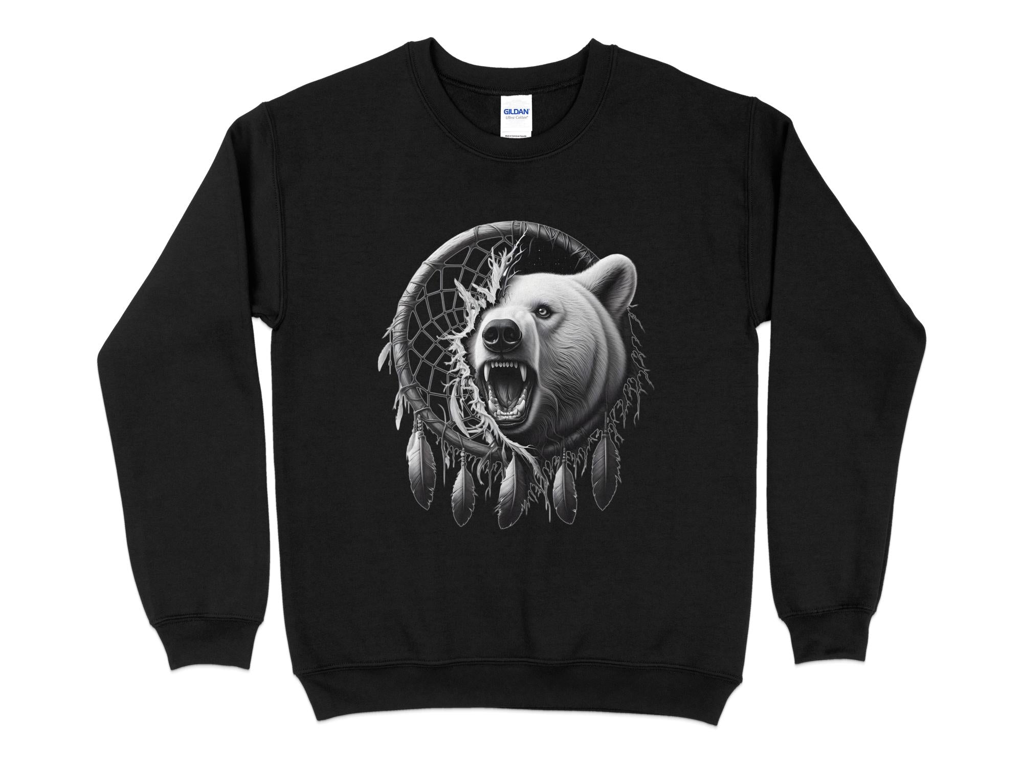 Dreamcatcher Bear - Coloured Gildan Sweatshirt Realistic Native American Talisman Unisex Mythology Tee Graphic Design