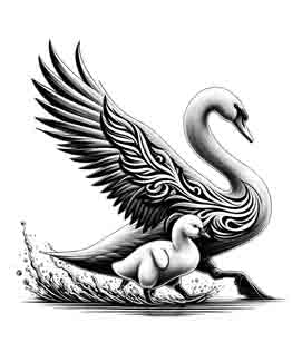 Swan and Cygnet - Digital Art | PNG, JPEG & SVG | Instant Download for Apparel, Décor and Wall Art