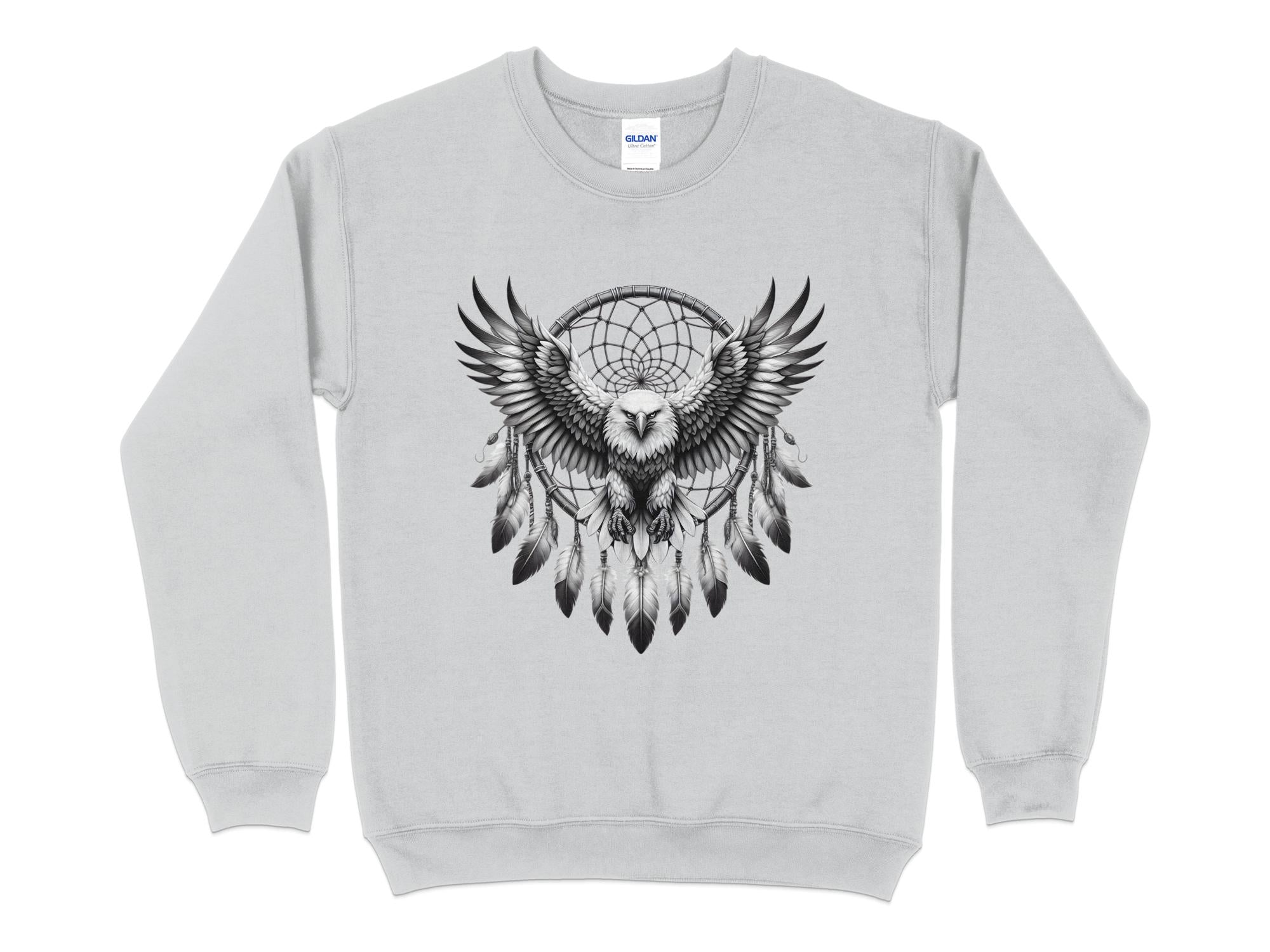 Dreamcatcher Eagle - Coloured Gildan Sweatshirt Realistic Native American Talisman Unisex Mythology Tee Graphic Design