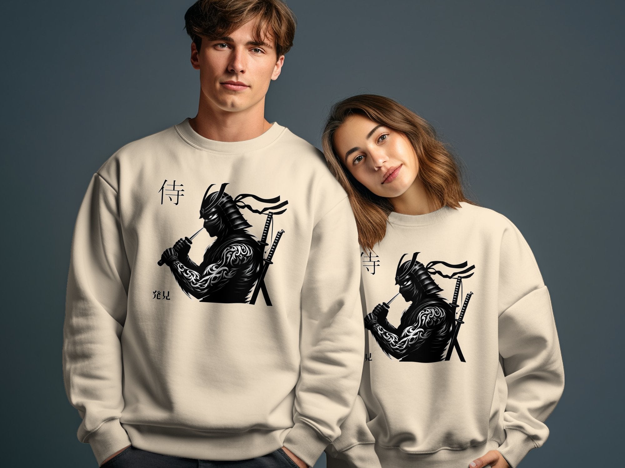 Samurai Ninja - Coloured Gildan Sweatshirt Japanese Talisman Unisex Cultural Symbolic Graphic Design