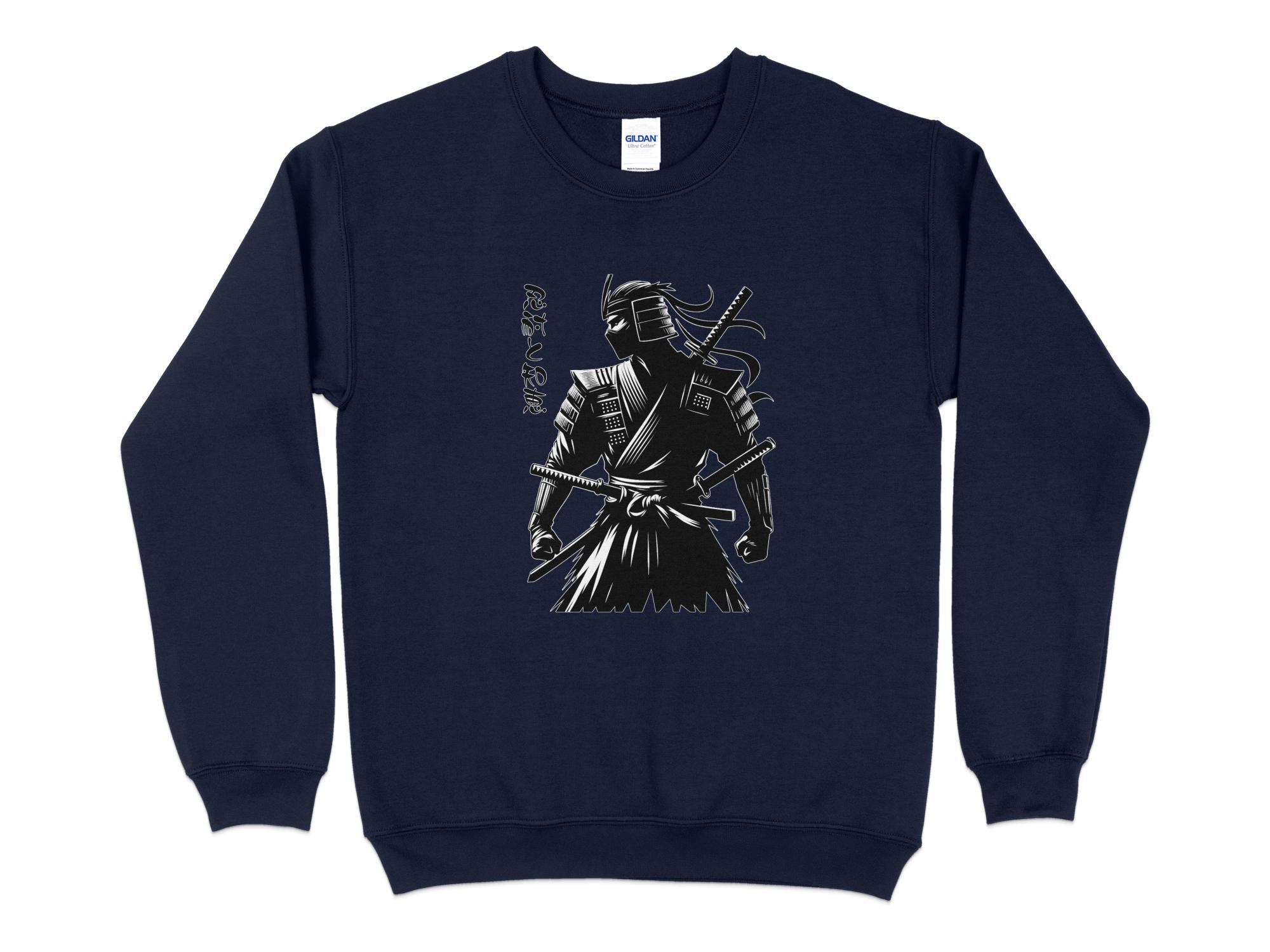 Samurai Ninja - Coloured Gildan Sweatshirt Japanese Talisman Unisex Cultural Symbolic Graphic Design