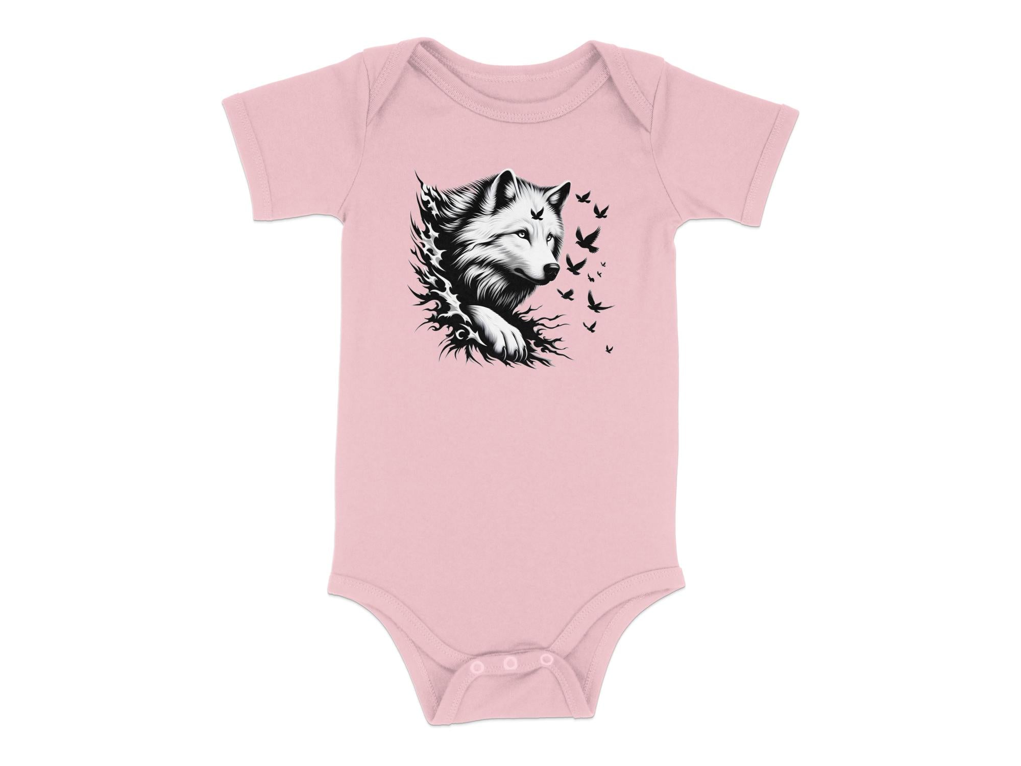 Wolf x Doves - Coloured Toddler Bodysuit Realistic Animal Talisman Unisex Tee Graphic Design