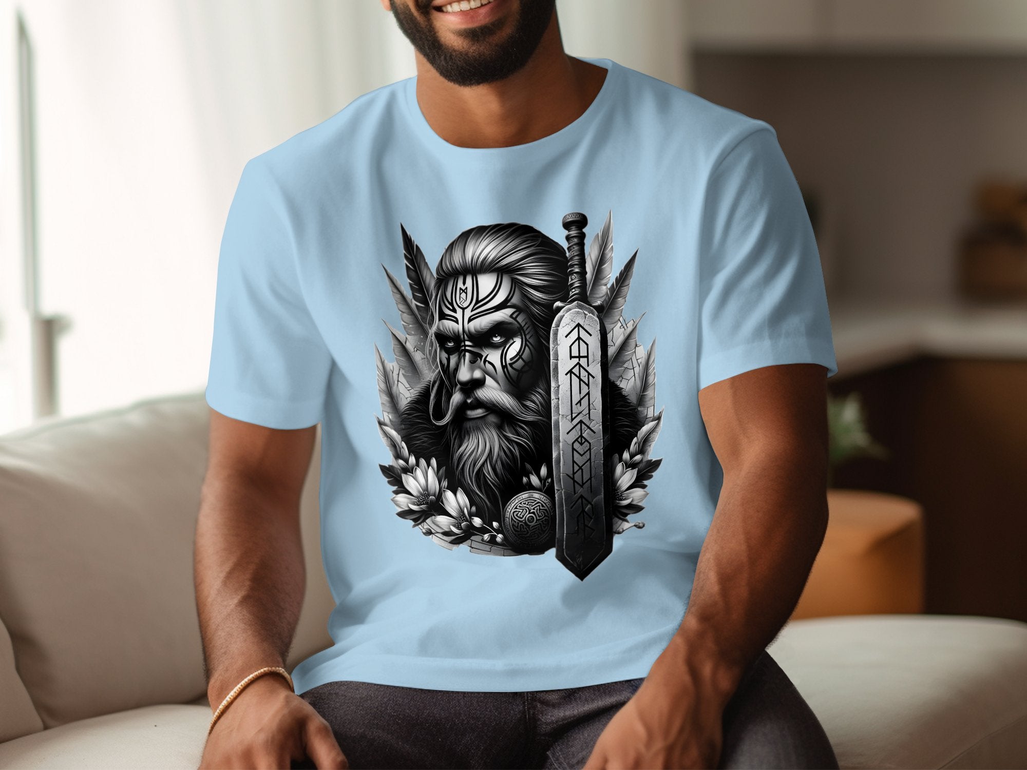 Viking Valiant - Coloured Gildan T Shirt Realistic Norse Talisman Men Women Unisex Valhalla Tee Graphic Design