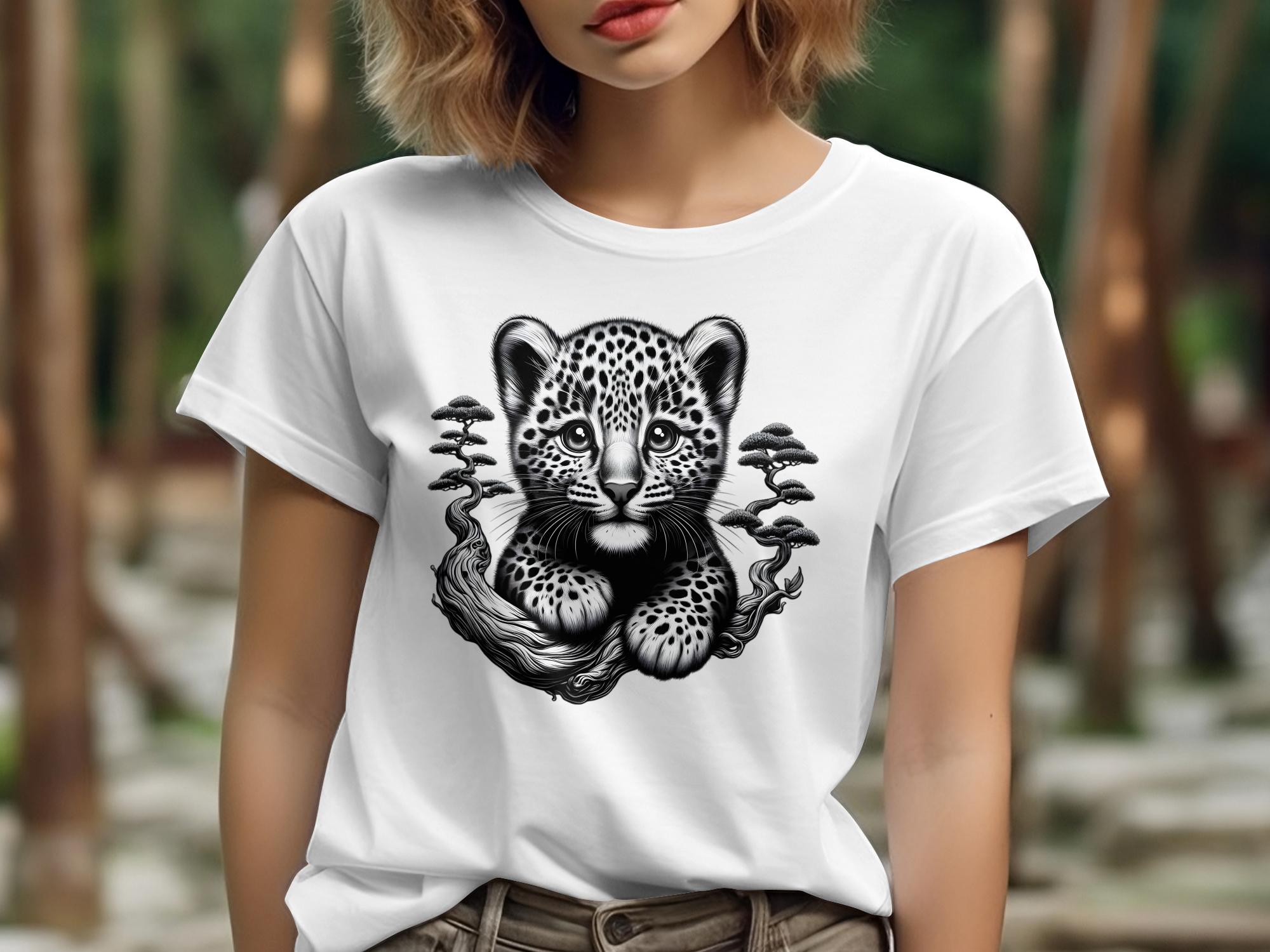 Leopard Bonsai - Coloured Gildan T-Shirt Realistic Animal Talisman Unisex Cute Tee Graphic Design