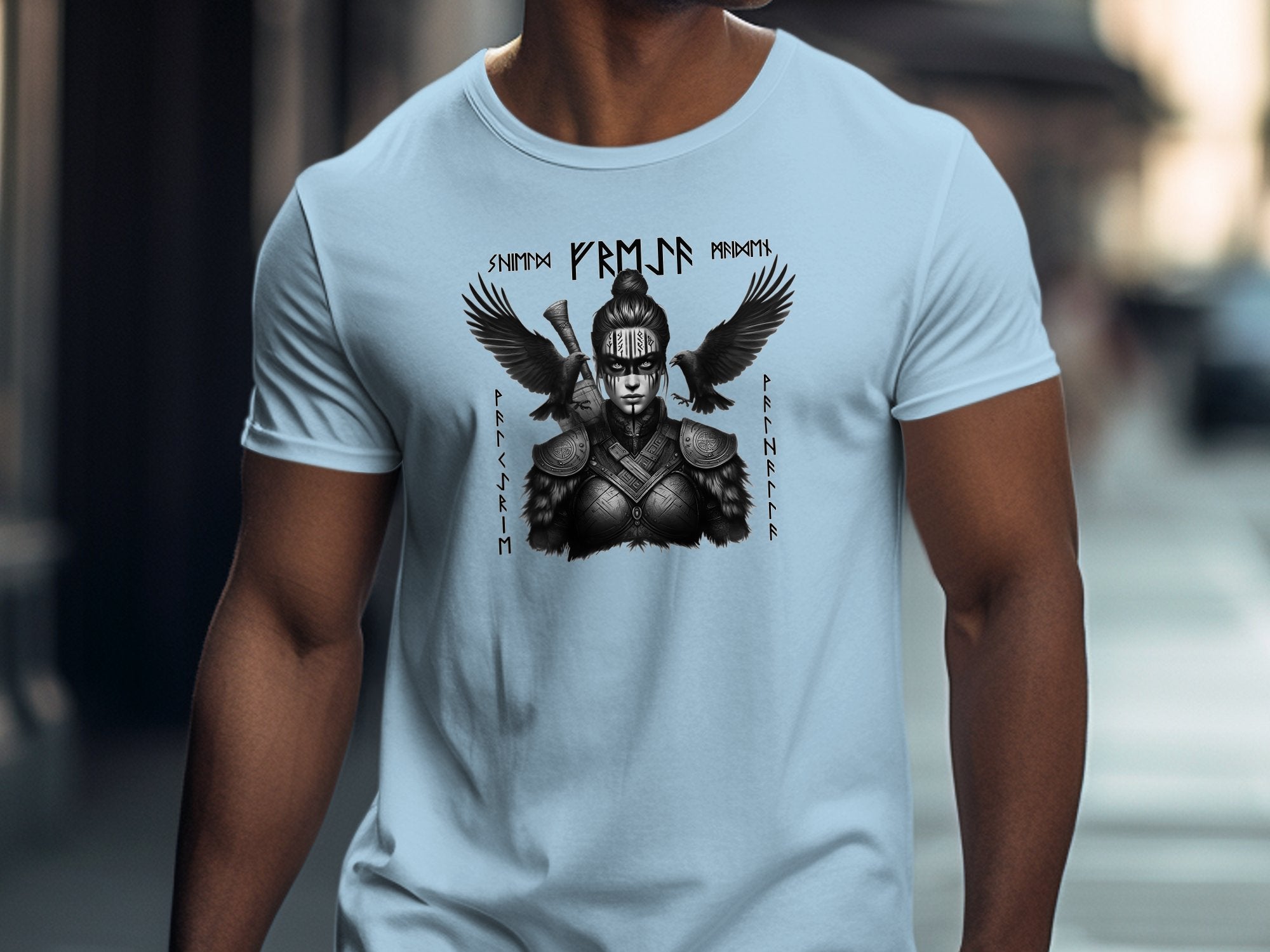 Viking Shield Maiden - Coloured Gildan T Shirt Realistic Norse Talisman Men Women Unisex Valhalla Tee Graphic Design