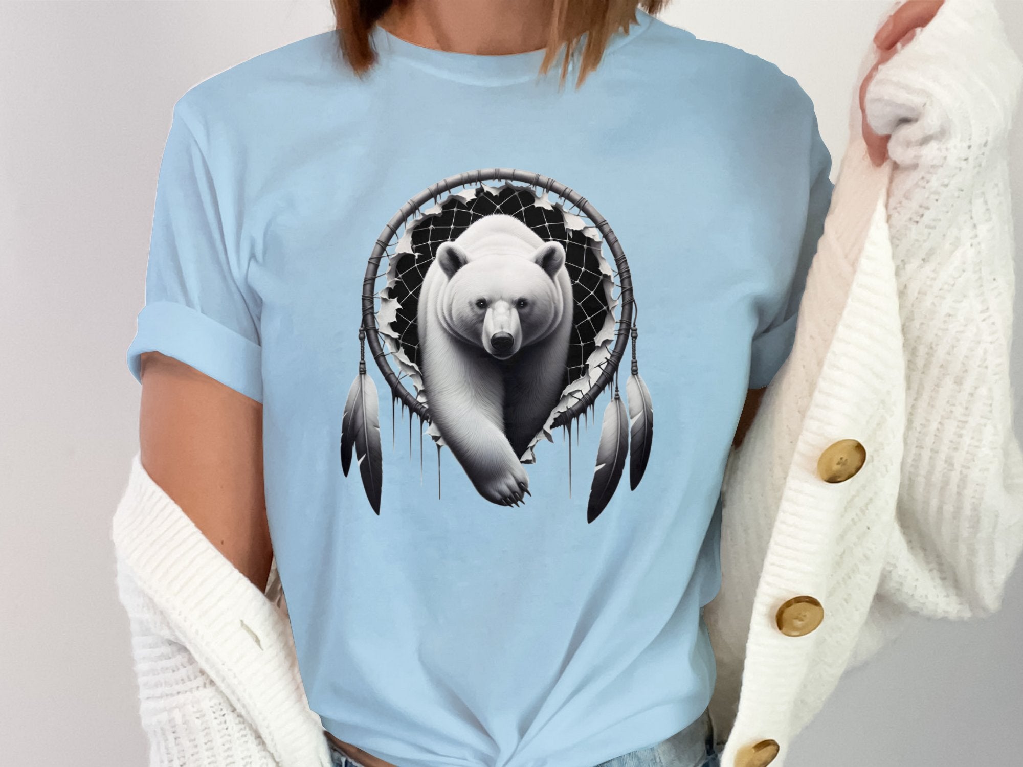 Dreamcatcher Bear - Coloured Gildan T-Shirt Realistic Native American Talisman Unisex Mythology Tee Graphic Design