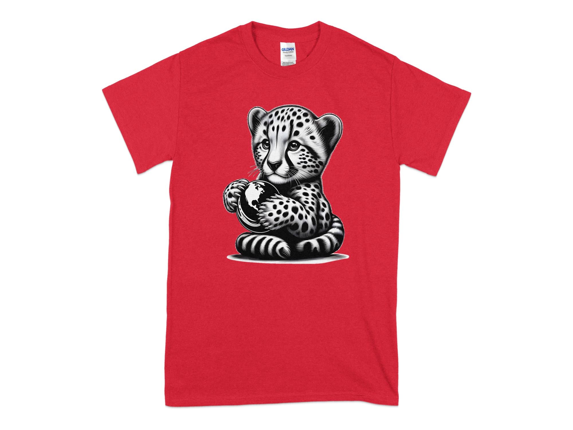 Cheetah World - Coloured Gildan T-Shirt Realistic Animal Talisman Unisex Cute Tee Graphic Design