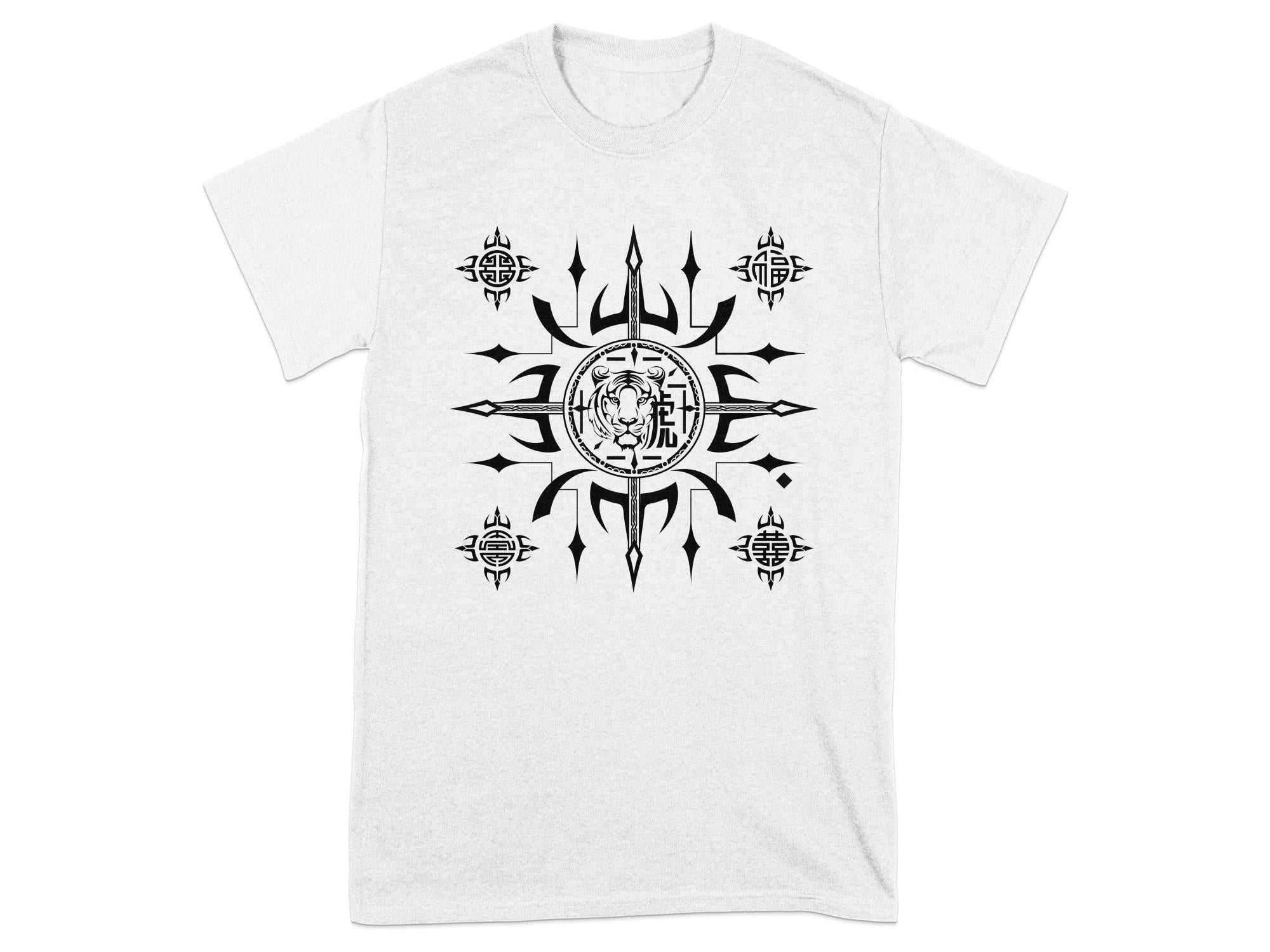 Fengshui Tiger - White Gildan T Shirt Inspirational Talisman Men Women Unisex Tee Graphic Design