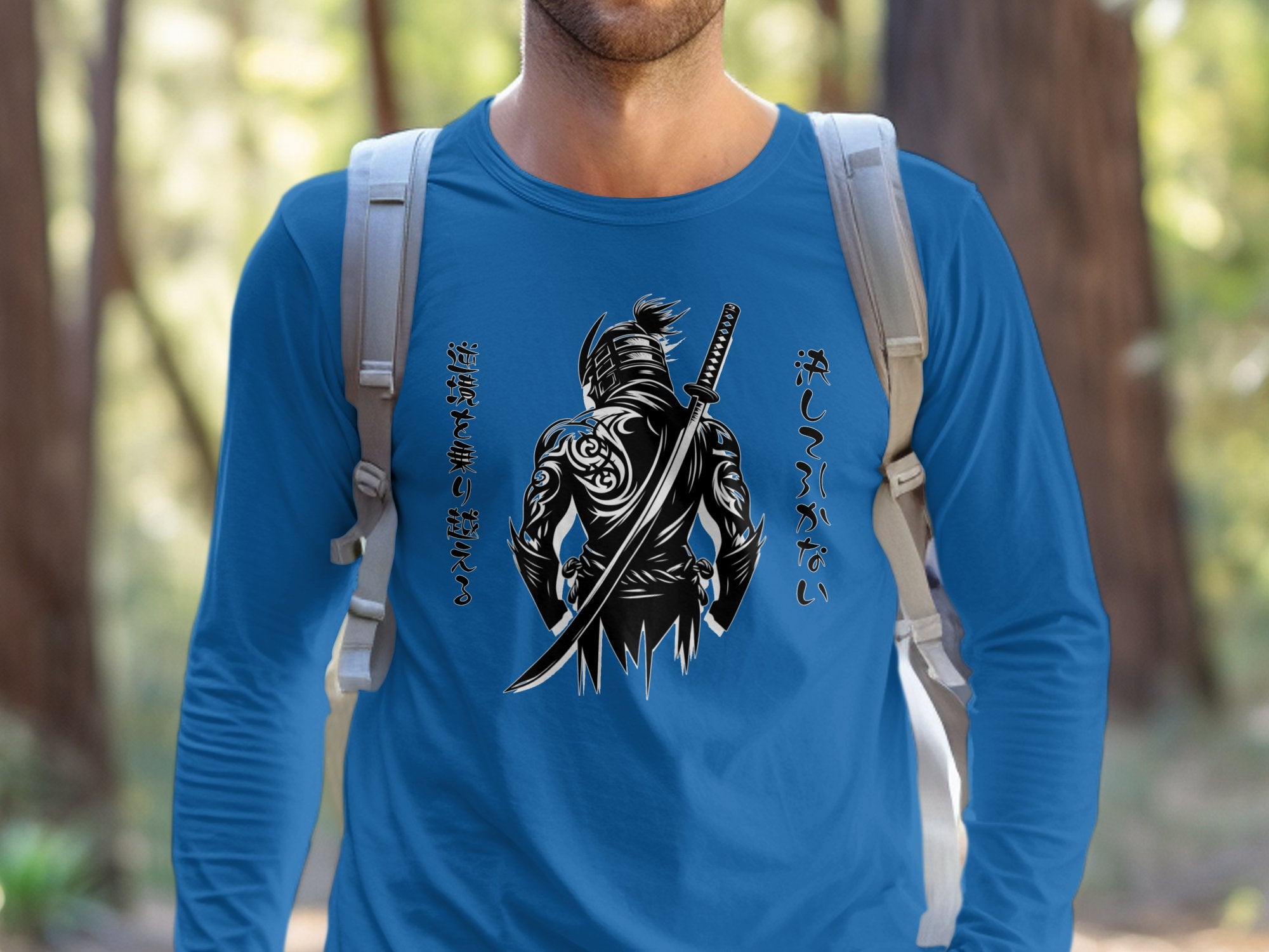 Samurai Ninja - Coloured Gildan Long Sleeve Japanese Talisman Unisex Cultural Symbolic Graphic Design