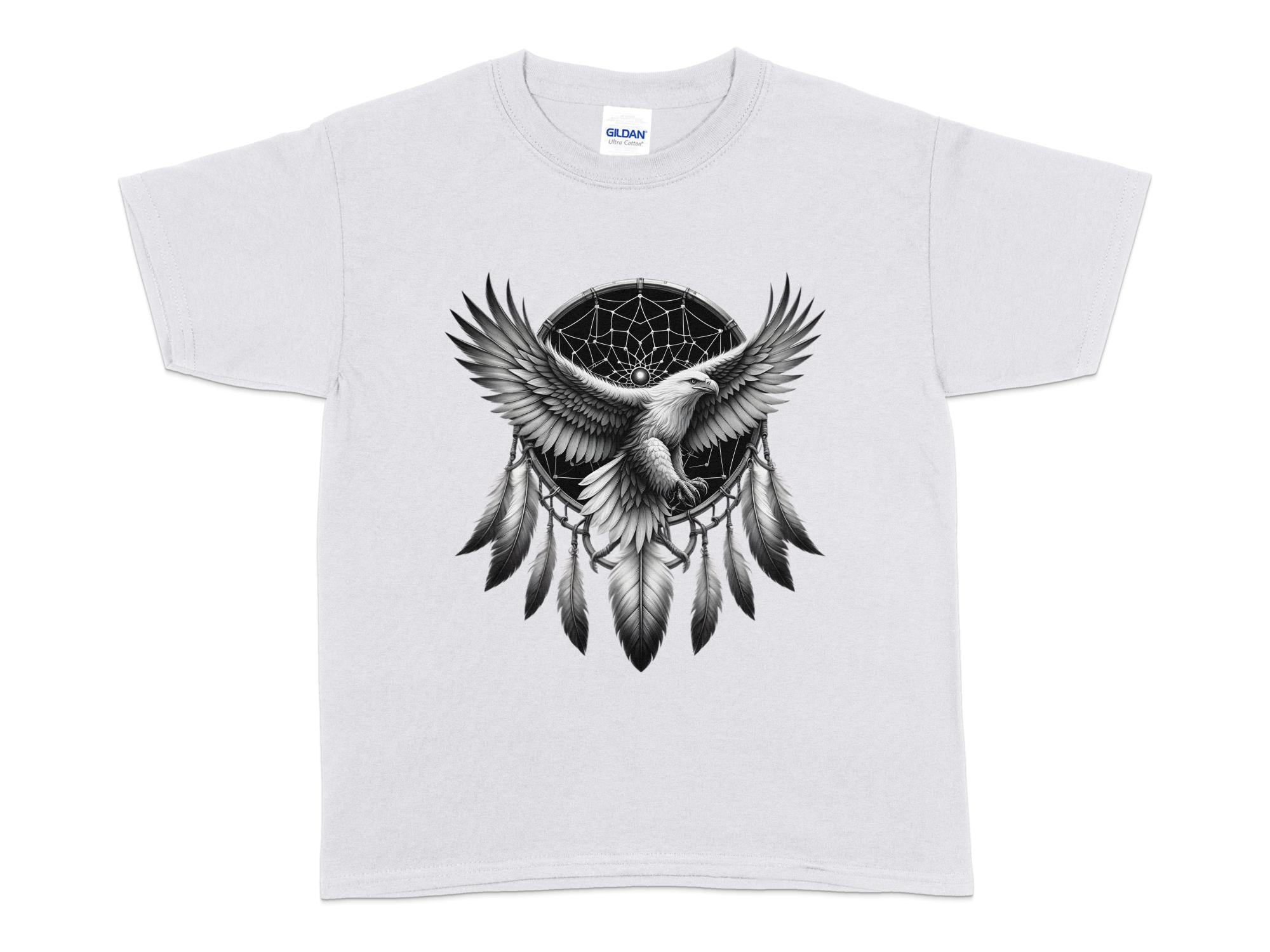 Dreamcatcher Eagle - Coloured Gildan Kids T-Shirt Realistic Native American Talisman Unisex Mythology Tee Graphic Design