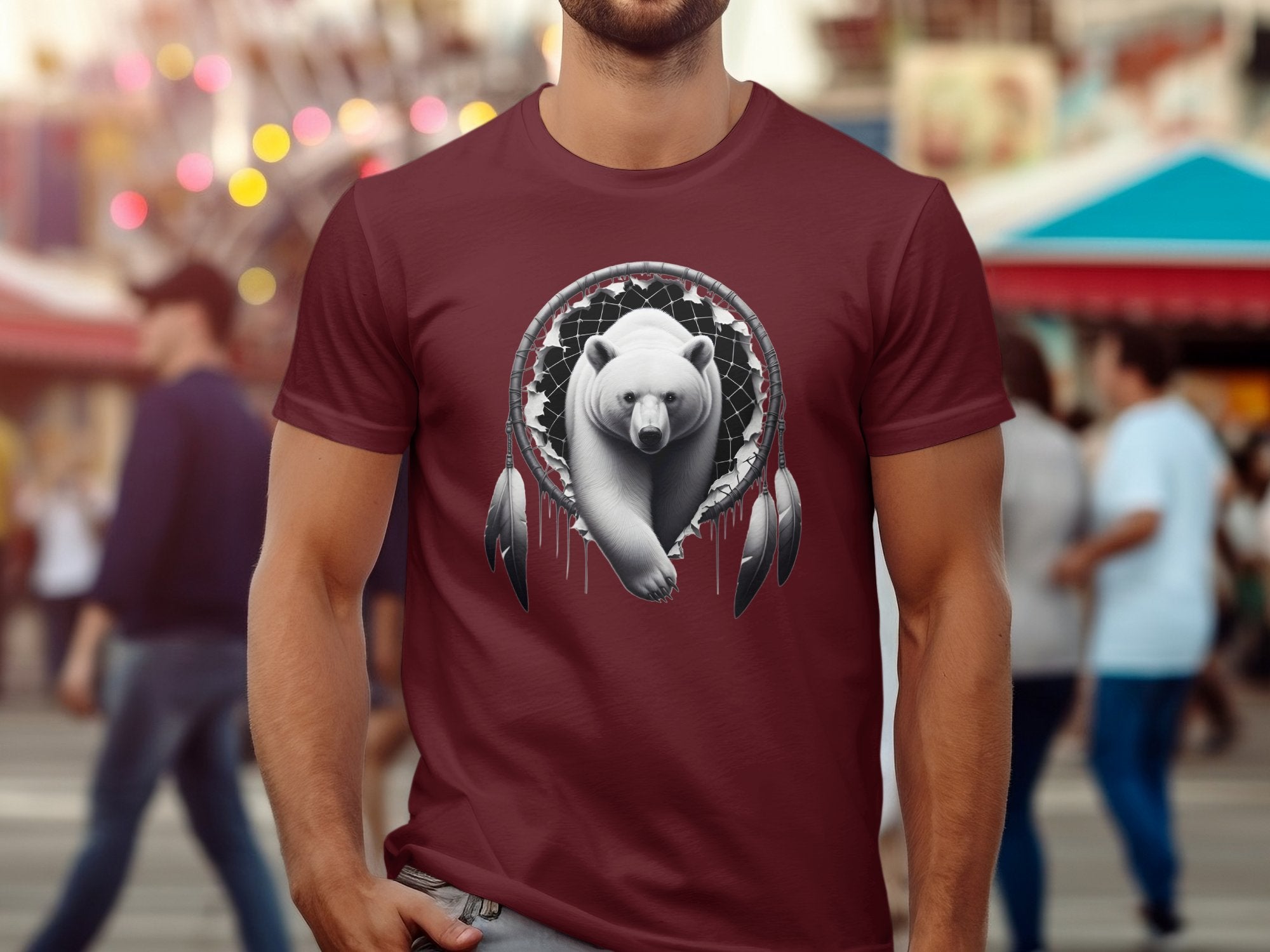 Dreamcatcher Bear - Coloured Gildan T-Shirt Realistic Native American Talisman Unisex Mythology Tee Graphic Design