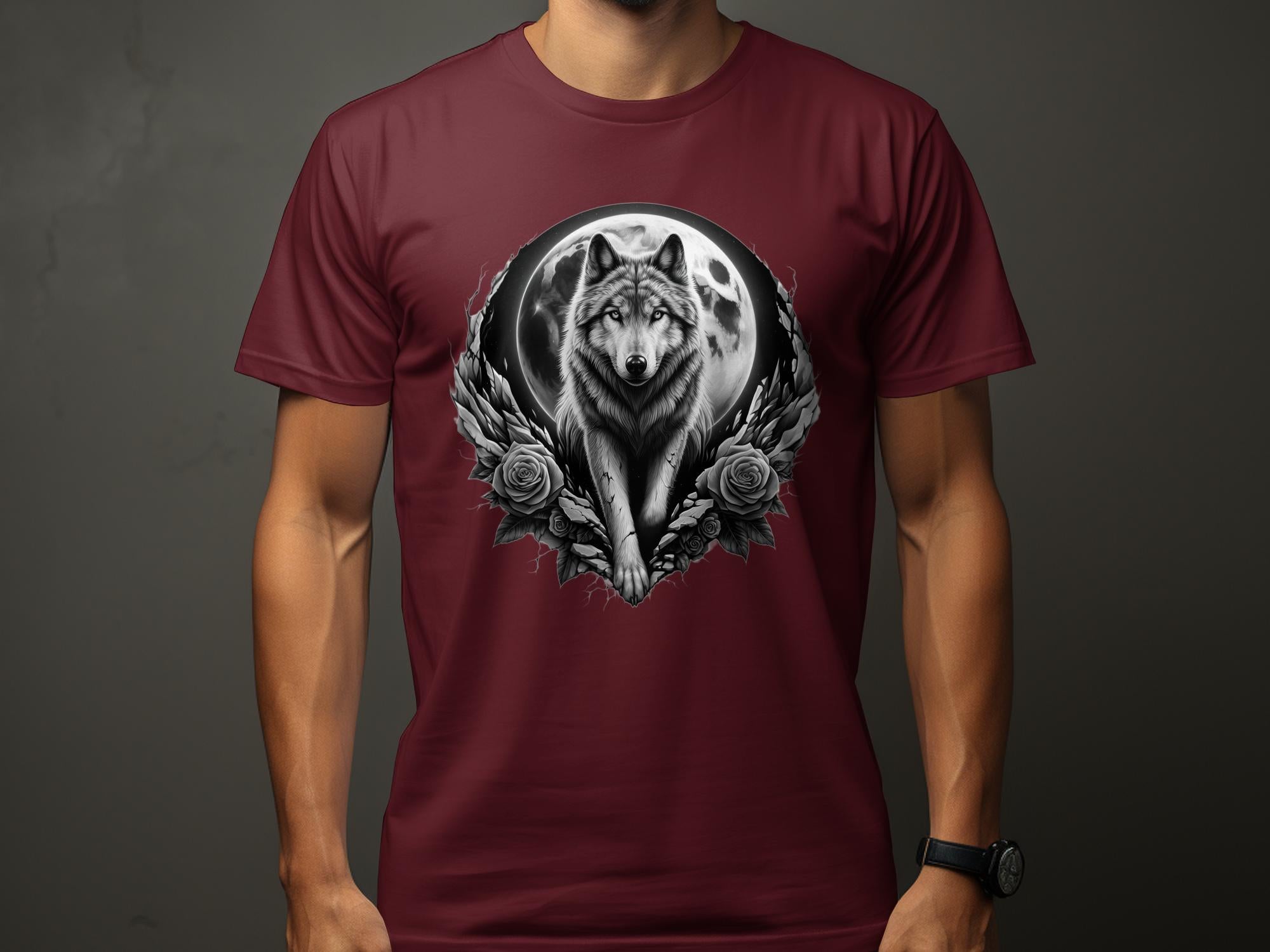 Moon Wolf - Coloured Gildan T-Shirt Realistic Animal Talisman Unisex Mythology Tee Graphic Design