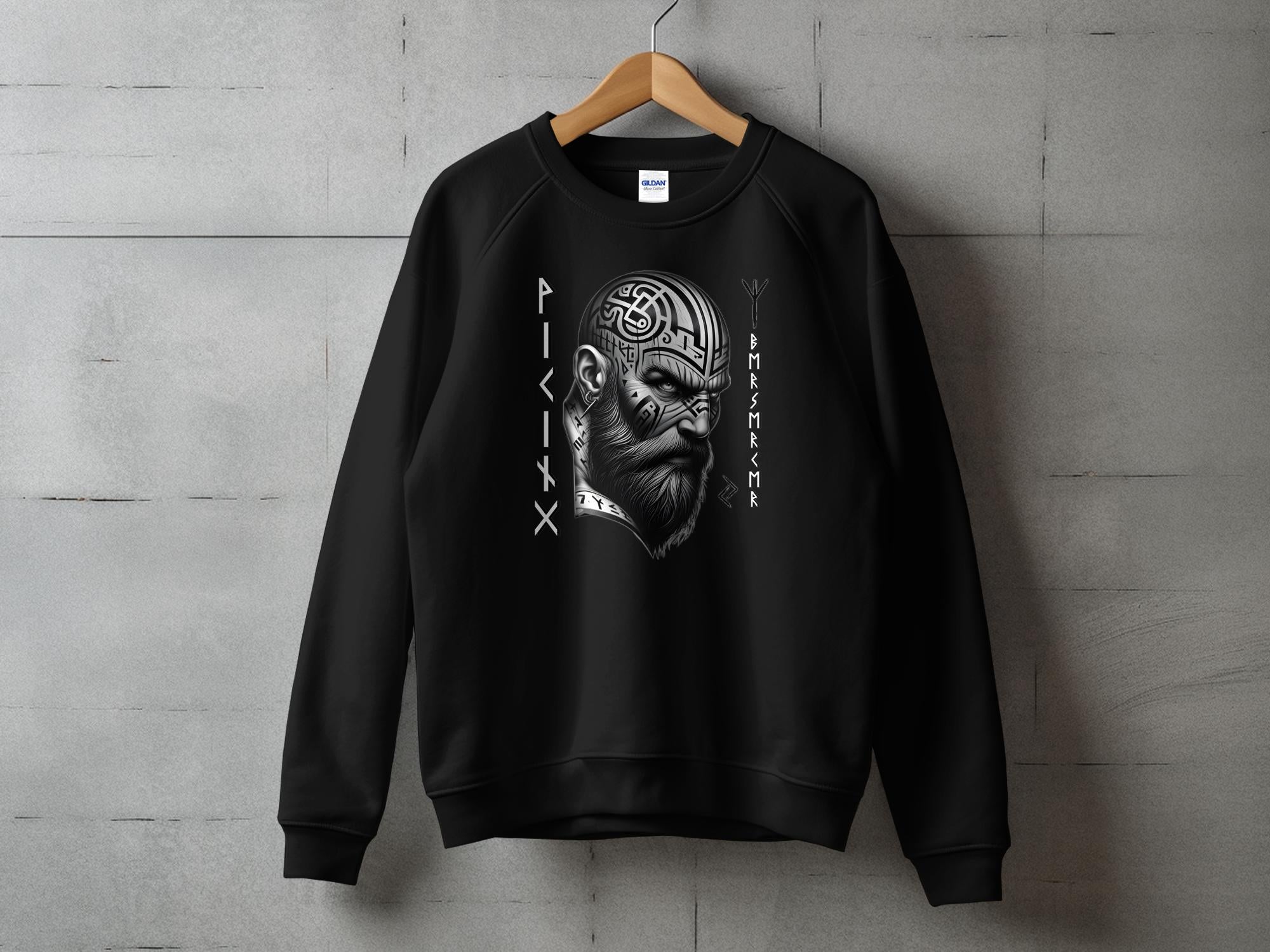 Viking Focus - Coloured Gildan Sweatshirt Realistic Norse Talisman Men Women Unisex Valhalla Tee Graphic Design