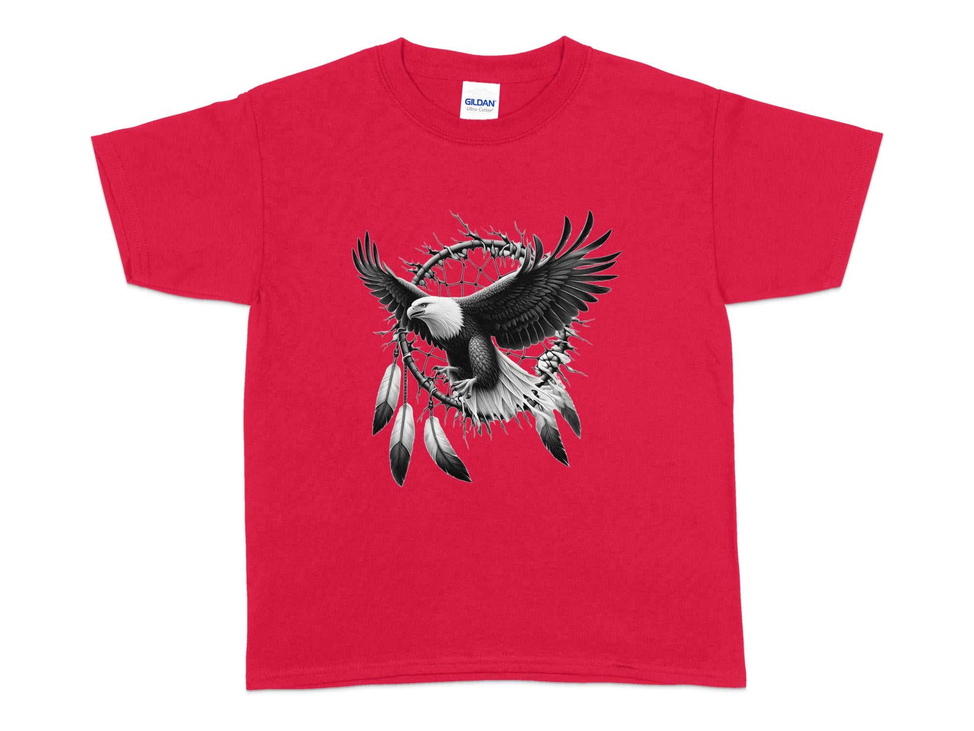 Dreamcatcher Eagle - Coloured Gildan Kids T-Shirt Realistic Native American Talisman Unisex Mythology Tee Graphic Design