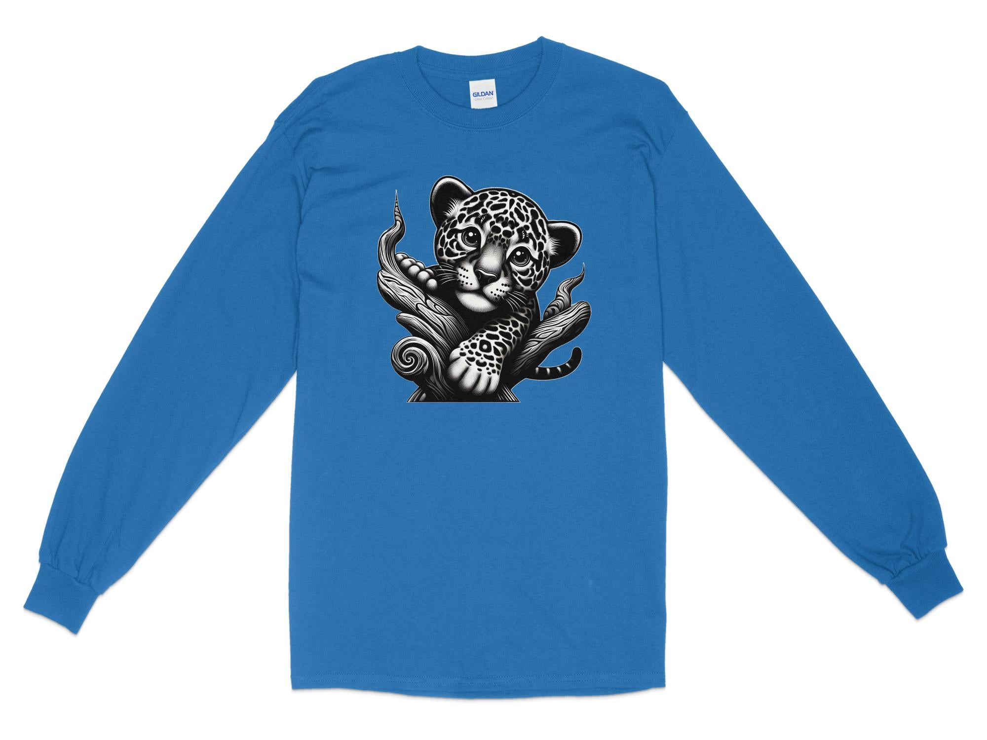 Leopard Bonsai - Coloured Gildan Long Sleeve Realistic Animal Talisman Unisex Cute Tee Graphic Design