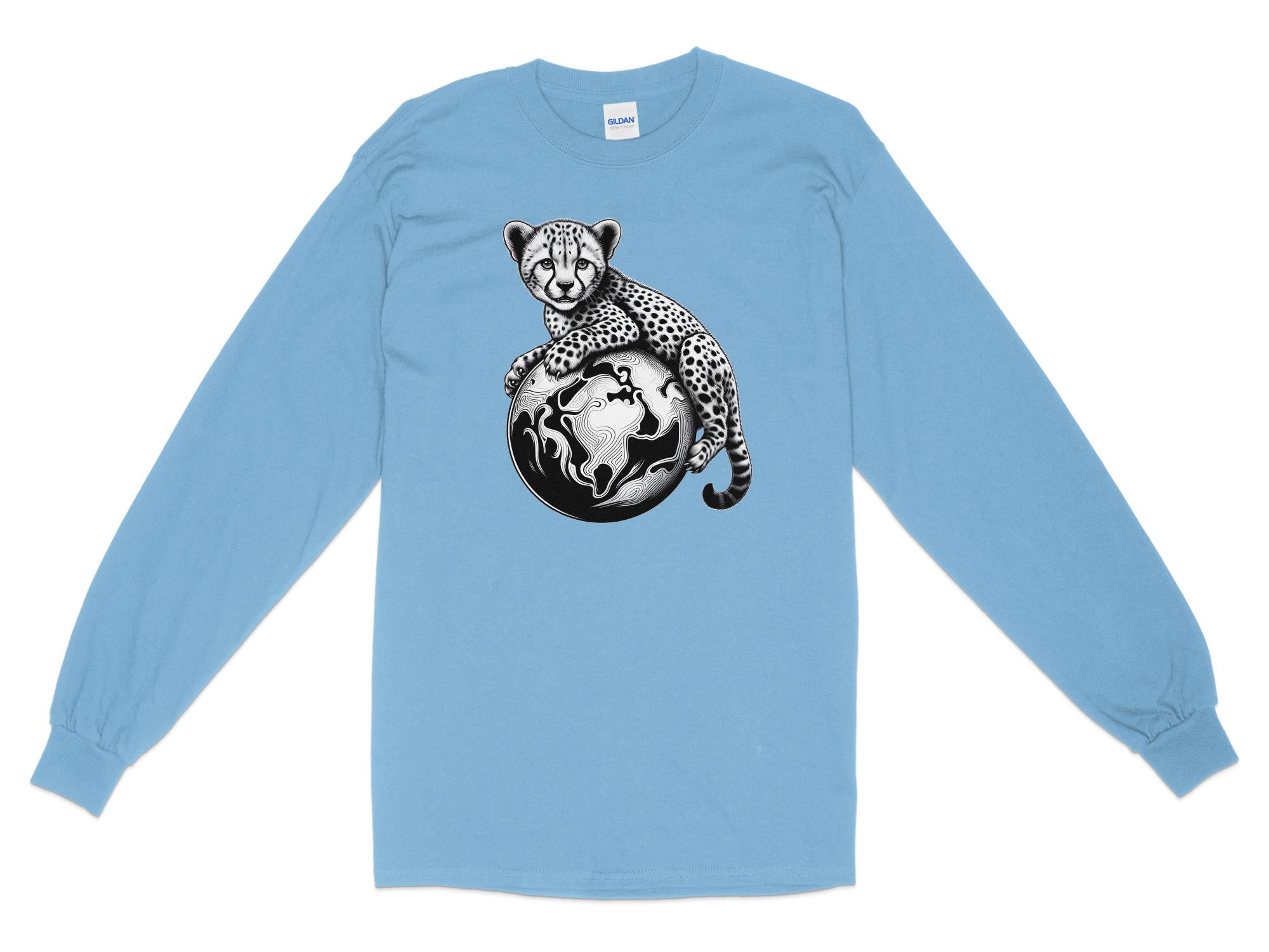 Cheetah World - Coloured Gildan Long Sleeve Realistic Animal Talisman Unisex Cute Tee Graphic Design