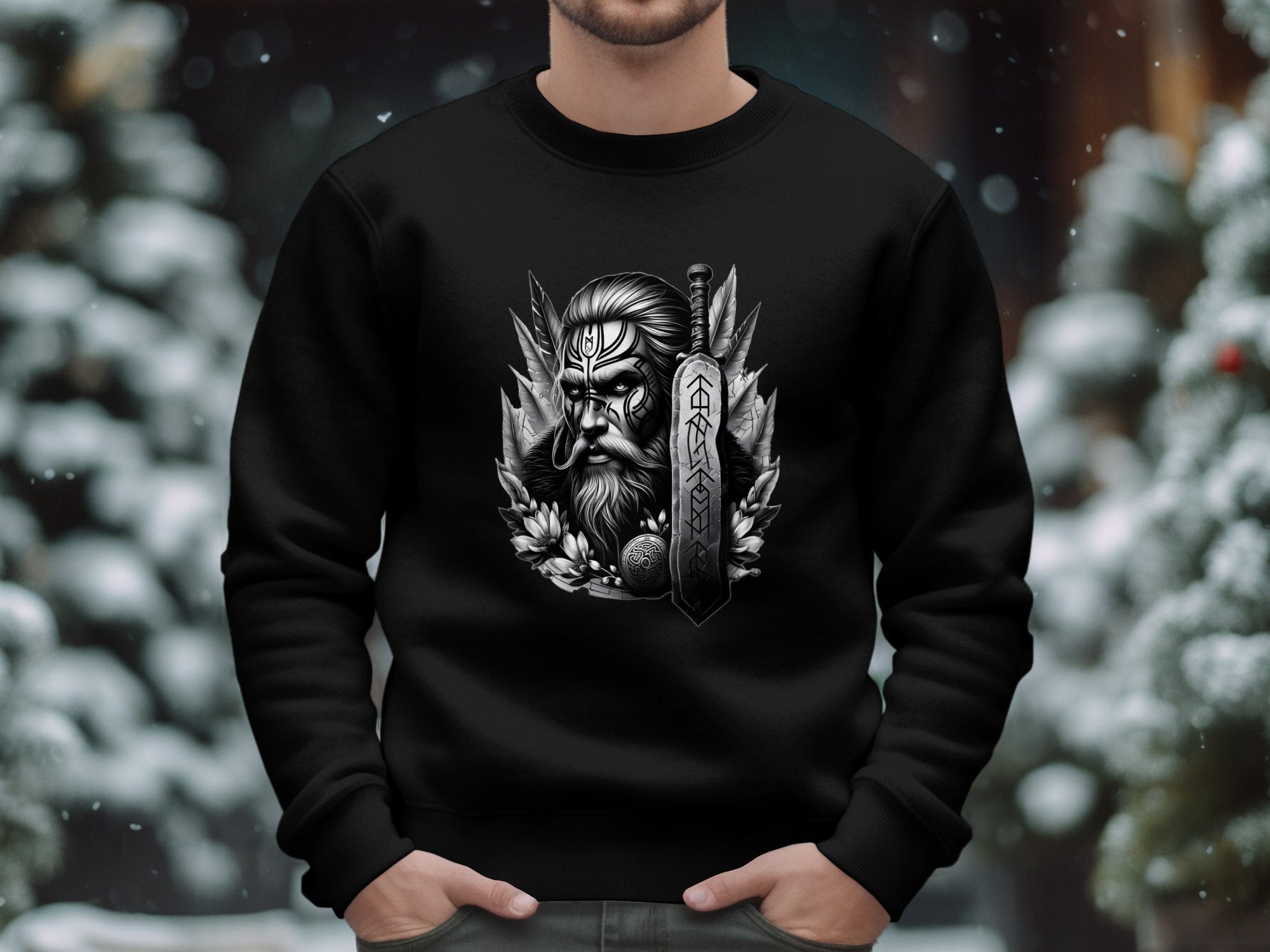 Viking Valiant - Coloured Gildan Sweatshirt Realistic Norse Talisman Men Women Unisex Valhalla Tee Graphic Design