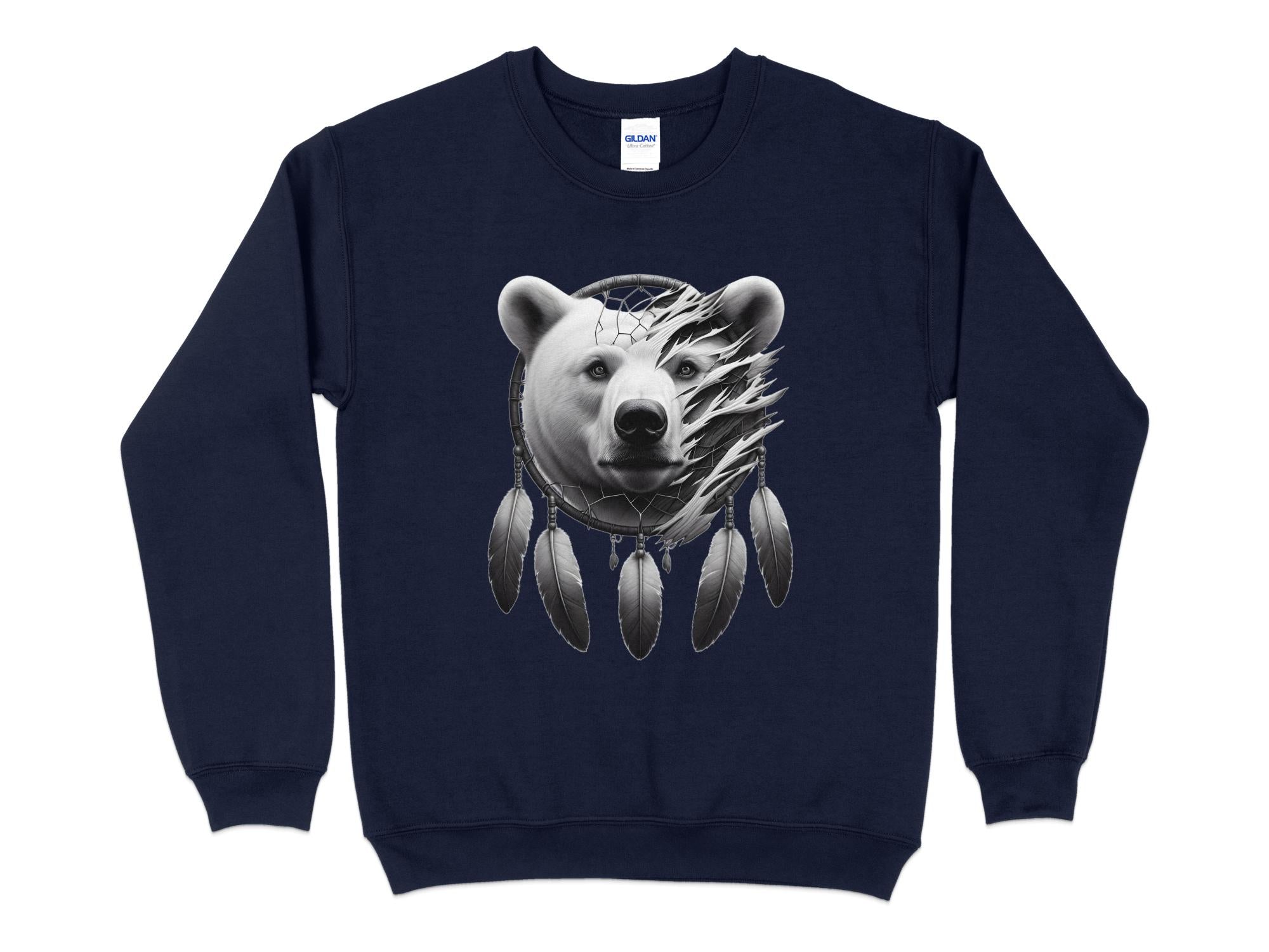 Dreamcatcher Bear - Coloured Gildan Sweatshirt Realistic Native American Talisman Unisex Mythology Tee Graphic Design