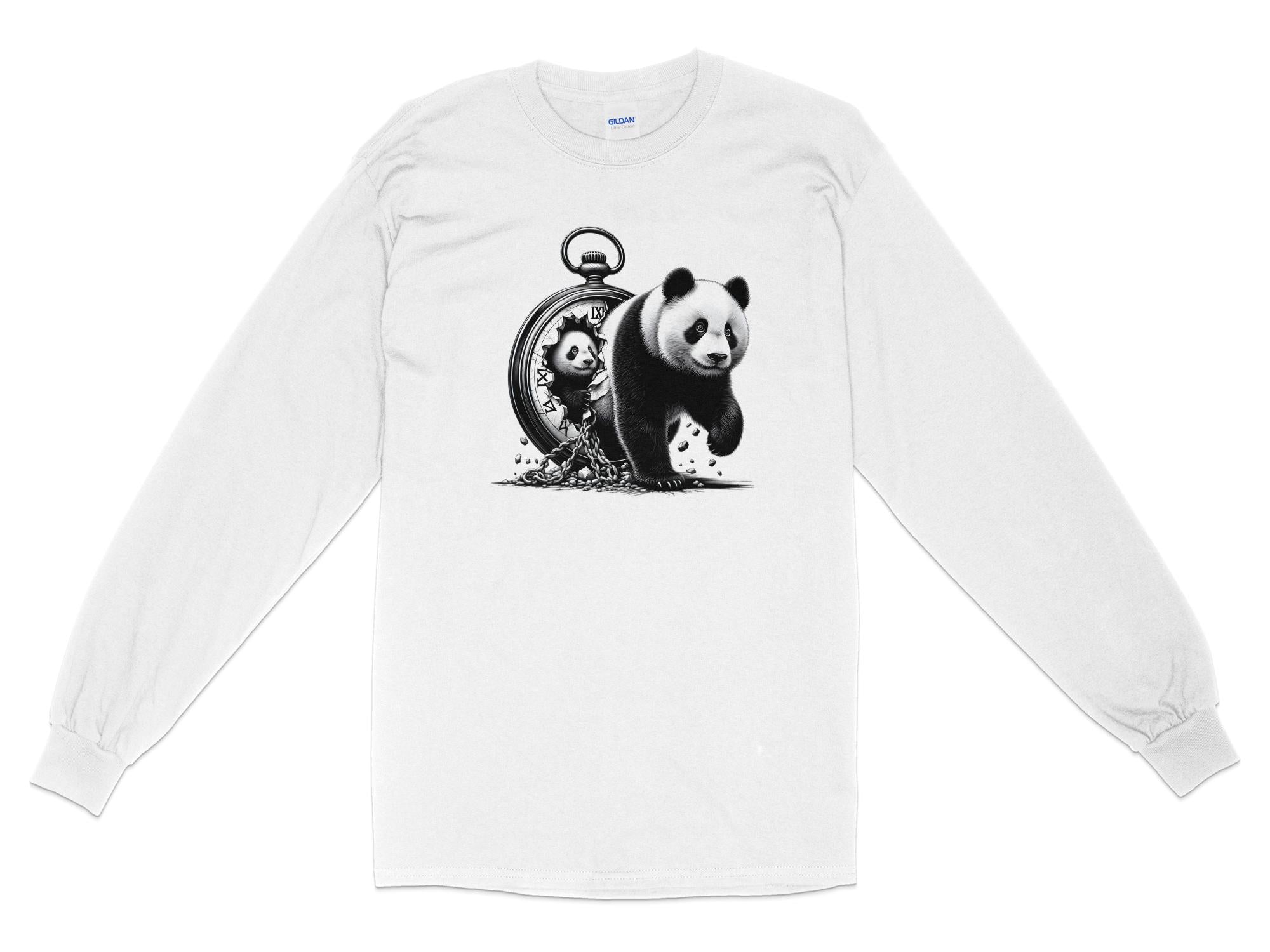 Panda - Coloured Gildan Long Sleeve Realistic Animal Talisman Unisex Cute Tee Graphic Design