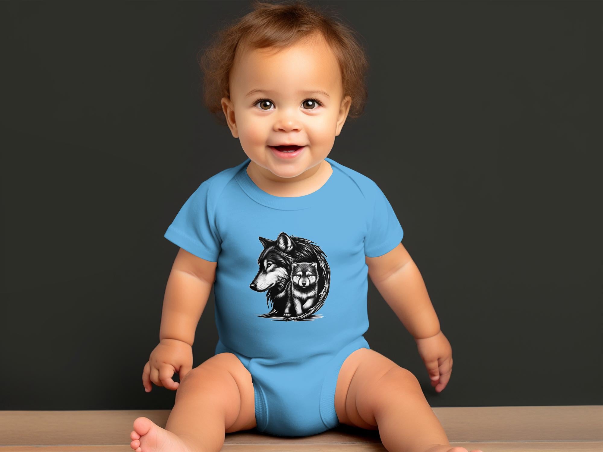 Wolf Mother and Cub - Coloured Toddler Bodysuit Family Talisman Unisex Tee Graphic Design