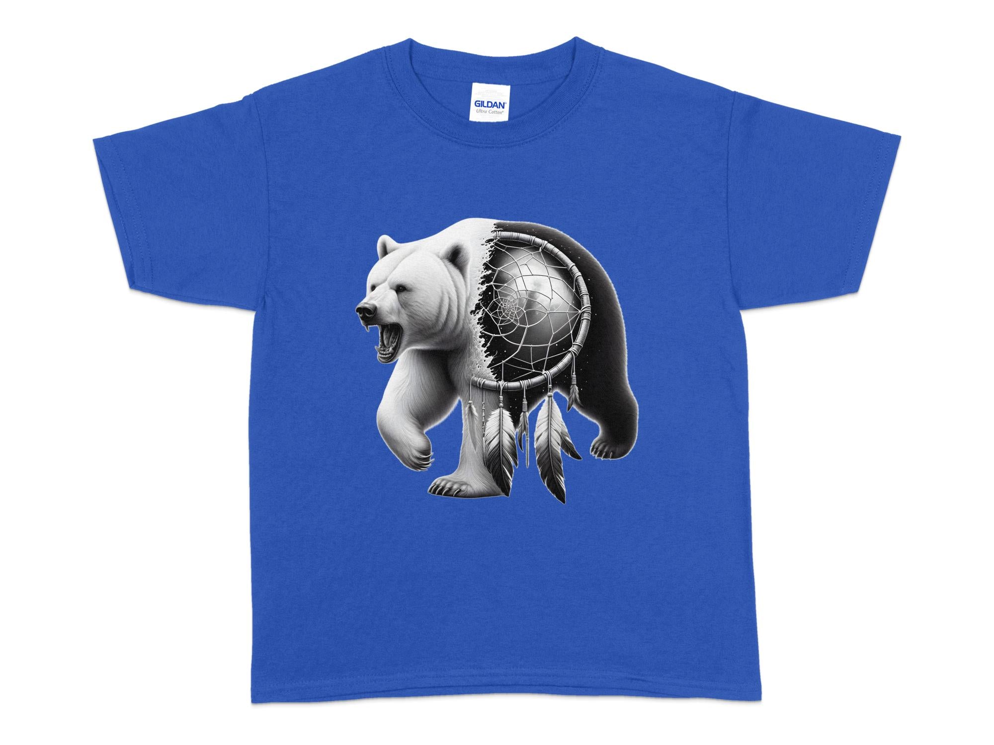 Dreamcatcher Bear - Coloured Gildan Kids T Shirt Realistic Native American Talisman Unisex Mythology Tee Graphic Design