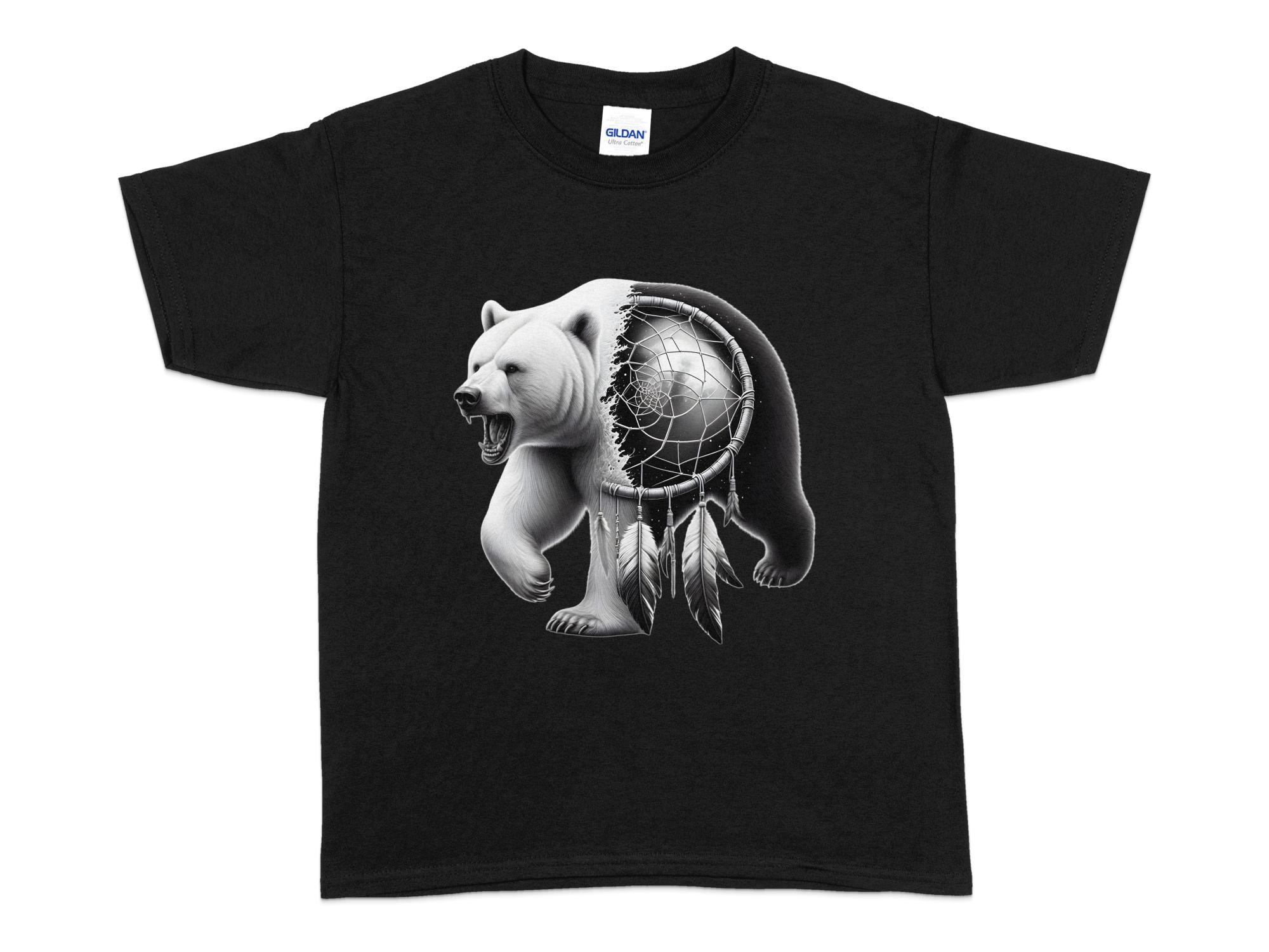 Dreamcatcher Bear - Coloured Gildan Kids T Shirt Realistic Native American Talisman Unisex Mythology Tee Graphic Design