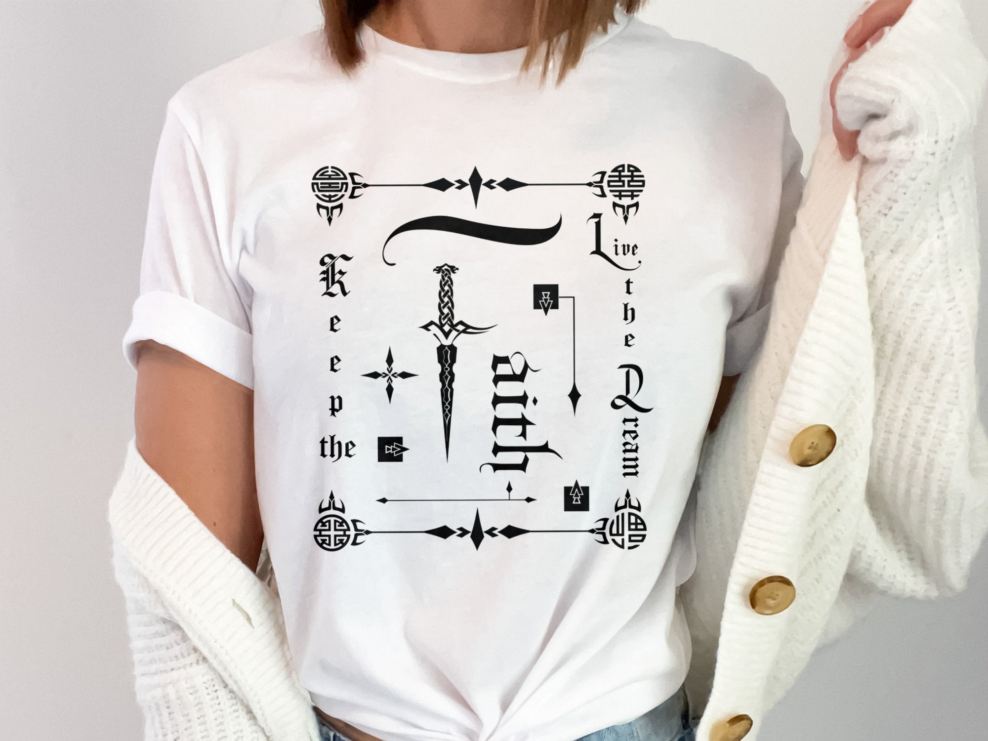 Fengshui Faith - White Gildan T Shirt Inspirational Talisman Men Women Unisex Tee Graphic Design