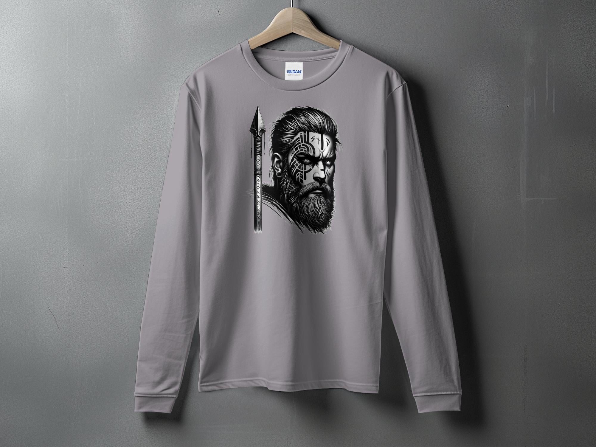 Viking Protector - Coloured Gildan Long Sleeve Realistic Norse Talisman Men Women Unisex Valhalla Tee Graphic Design