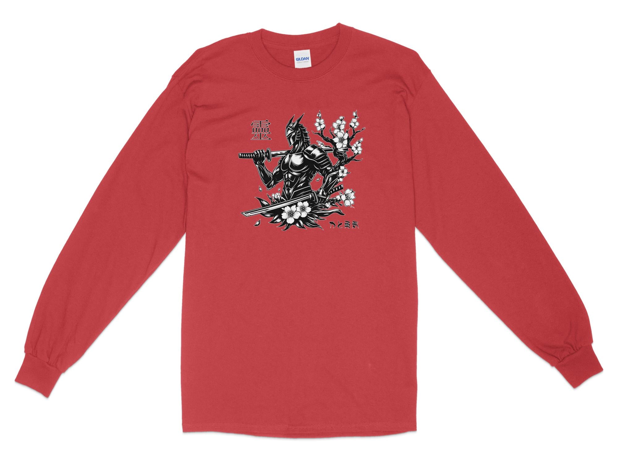 Samurai Ninja - Coloured Gildan Long Sleeve Japanese Talisman Unisex Cultural Symbolic Graphic Design