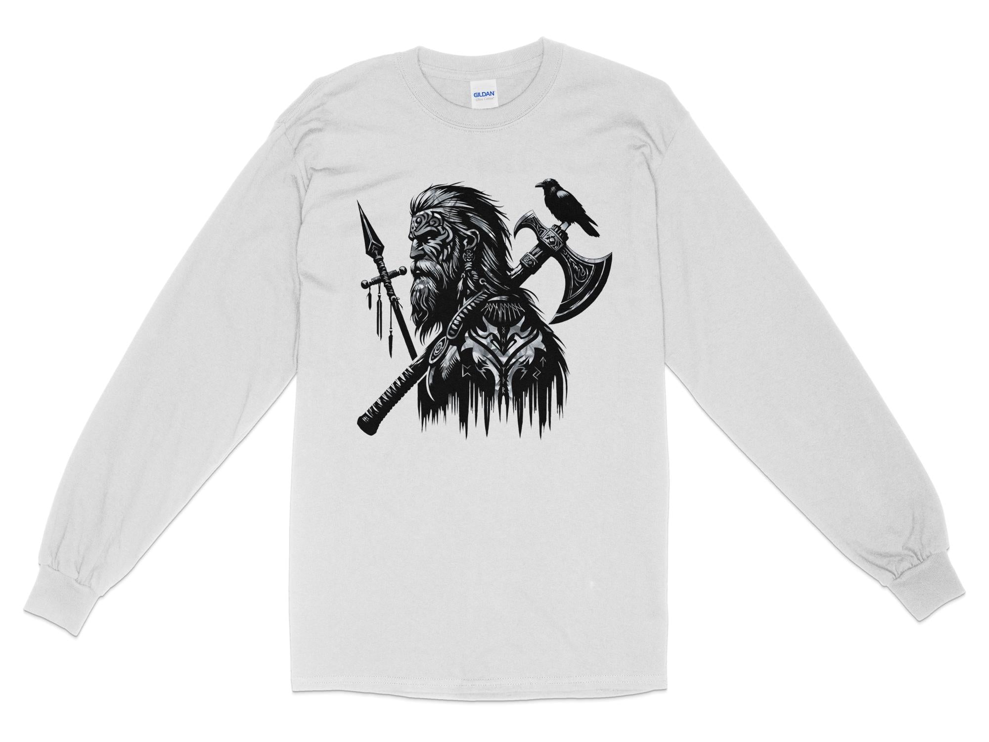 Viking Courage - Coloured Gildan Long Sleeve Norse Talisman Men Women Unisex Valhalla Tee