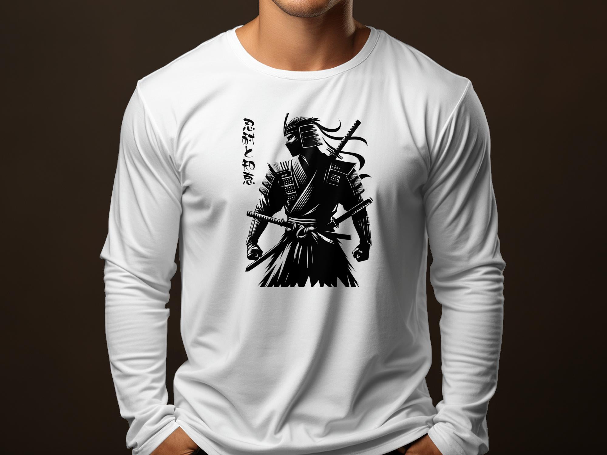 Samurai Ninja - Coloured Gildan Long Sleeve Japanese Talisman Unisex Cultural Symbolic Graphic Design