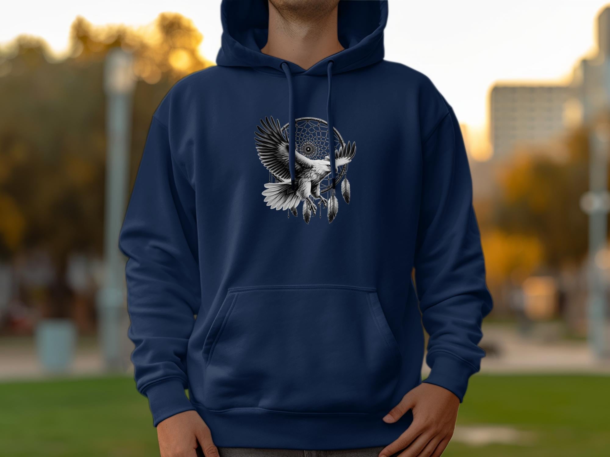 Dreamcatcher Eagle - Coloured Gildan Hoodie Realistic Native American Talisman Unisex Mythology Tee Graphic Design