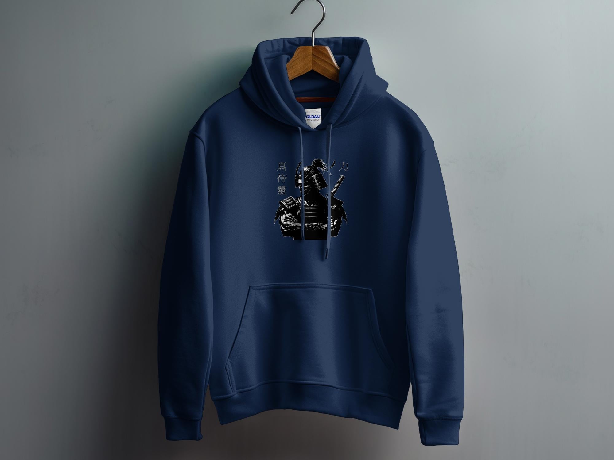 Samurai Ninja - Coloured Gildan Hoodie Japanese Talisman Unisex Cultural Symbolic Graphic Design