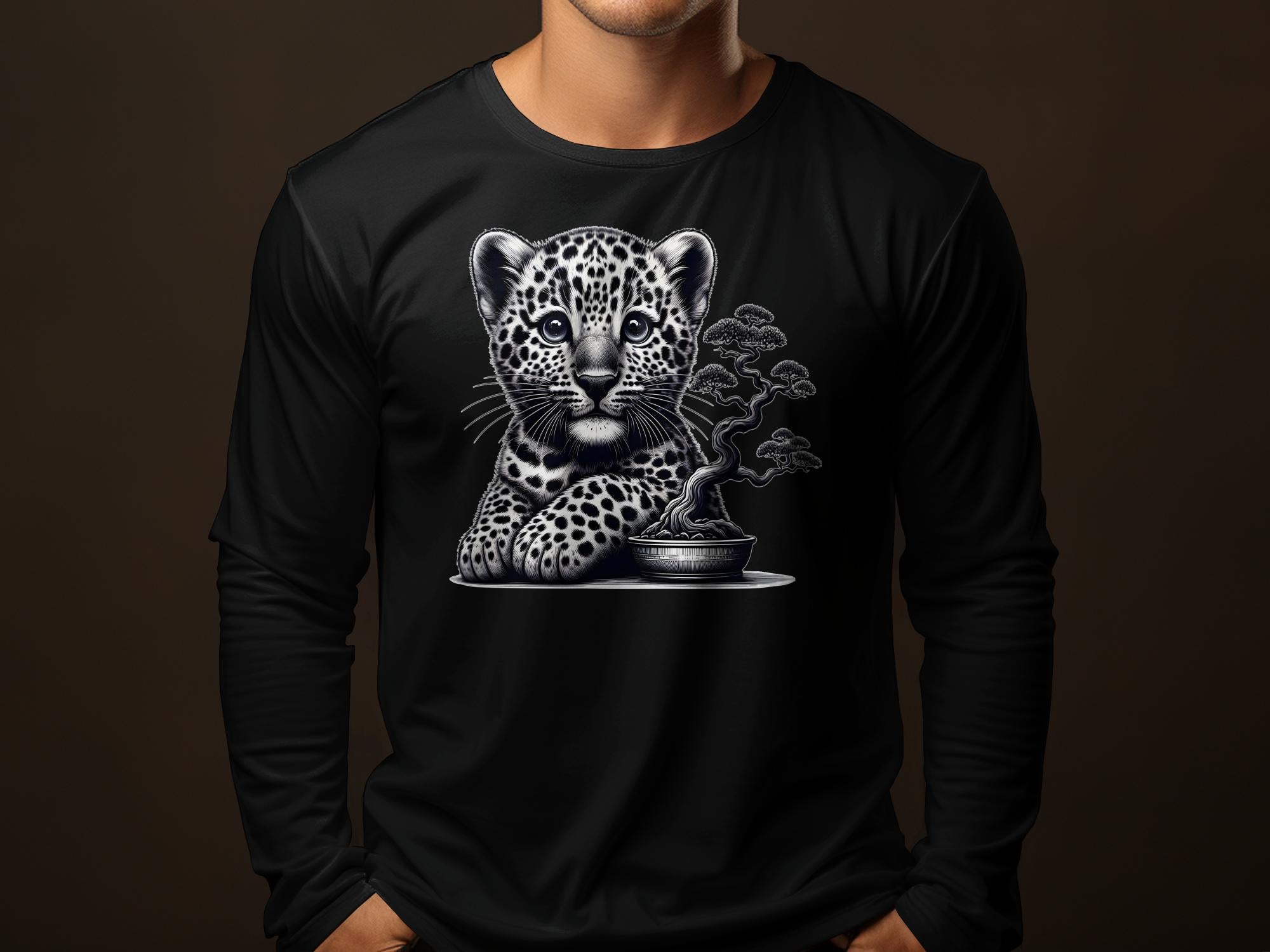 Leopard Bonsai - Coloured Gildan Long Sleeve Realistic Animal Talisman Unisex Cute Tee Graphic Design