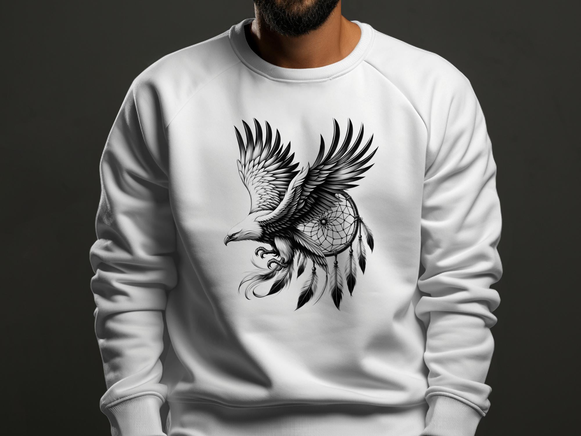 Dreamcatcher Eagle - Coloured Gildan Sweatshirt Realistic Native American Talisman Unisex Mythology Tee Graphic Design