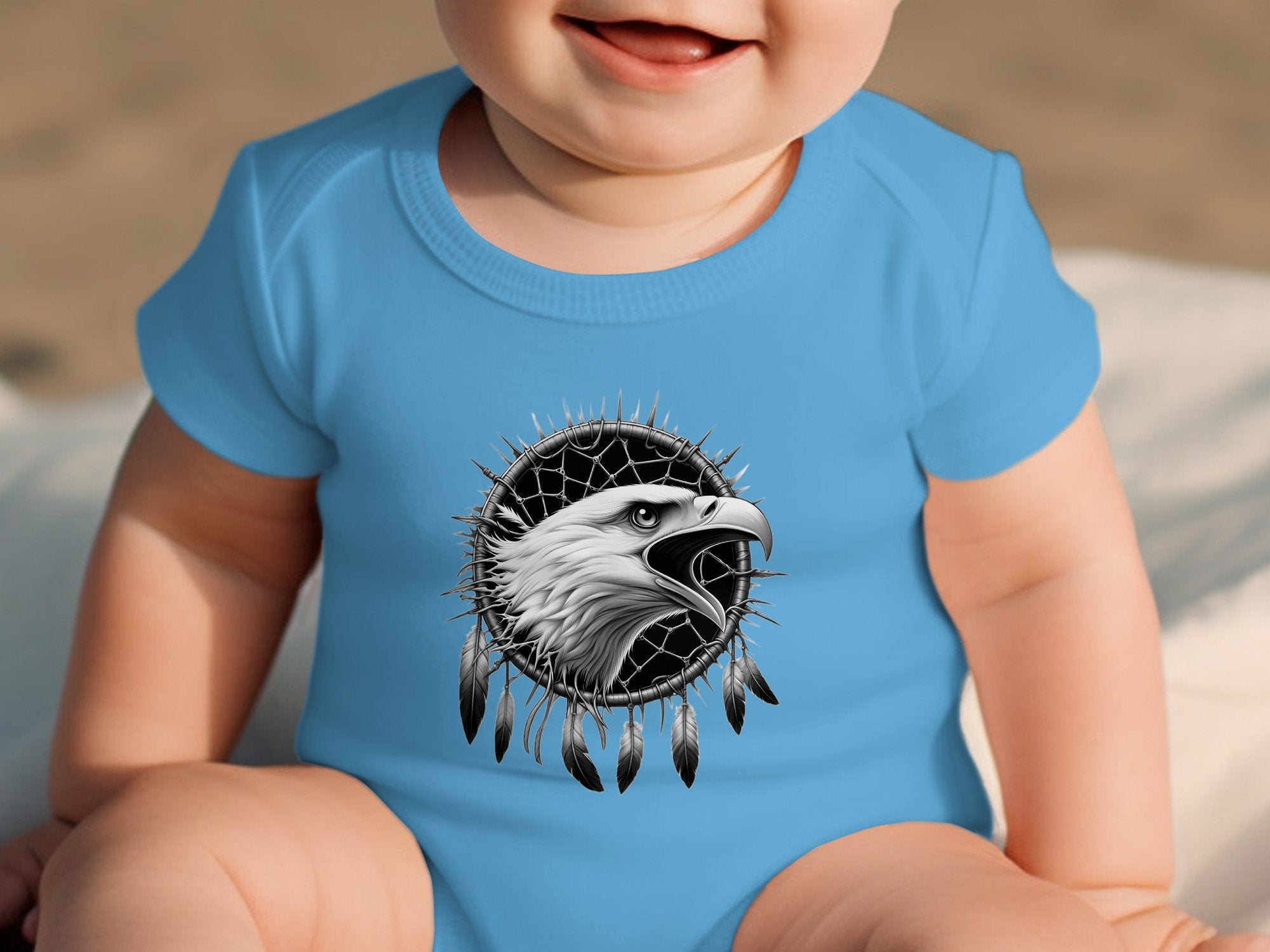 Dreamcatcher Eagle - Coloured Toddler Bodysuit Realistic Native American Talisman Unisex Mythology Tee Graphic Design