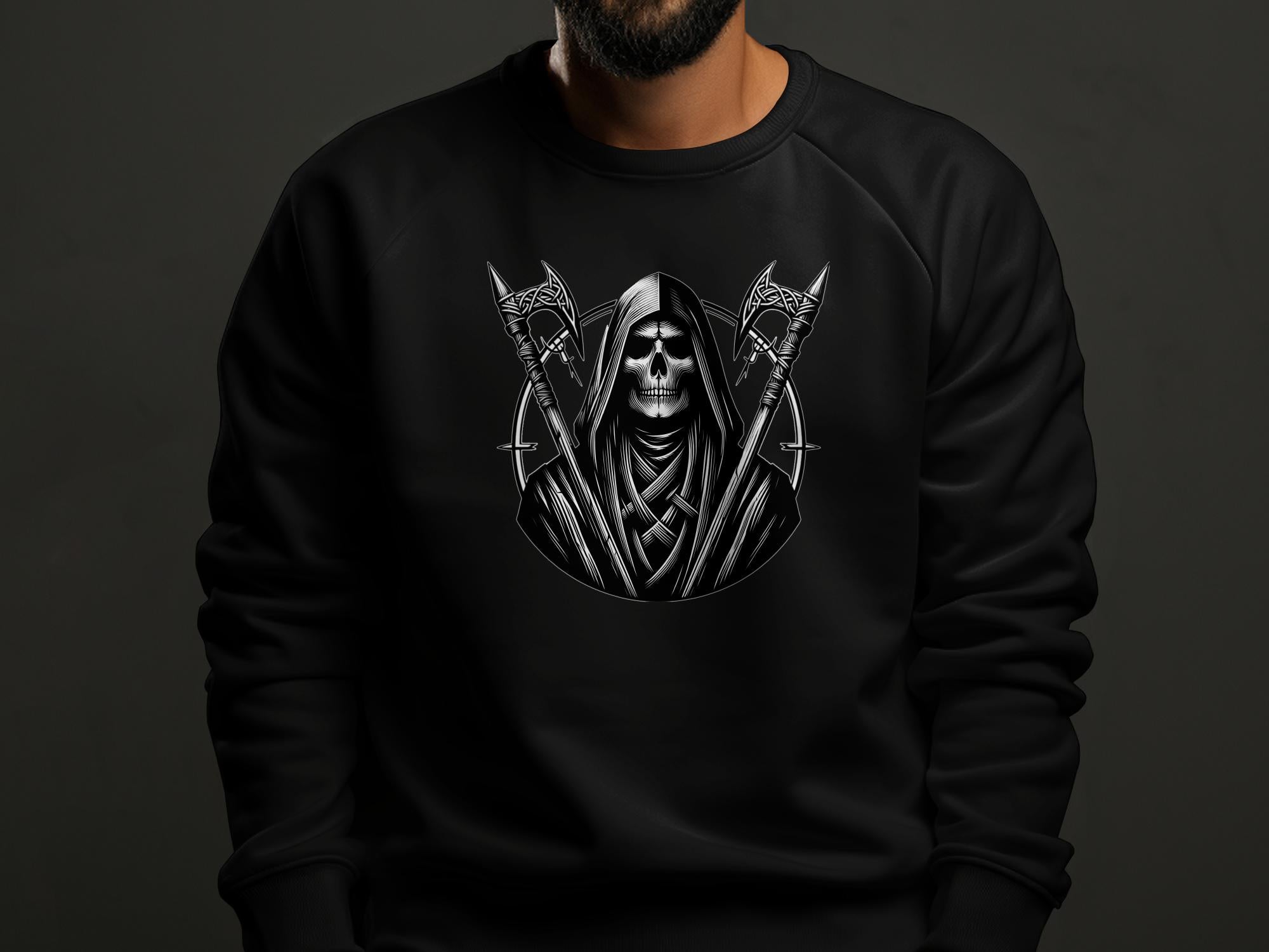 Grim Reaper - Black White Gildan Sweatshirt Commemorative Talisman Unisex Tee Graphic Design