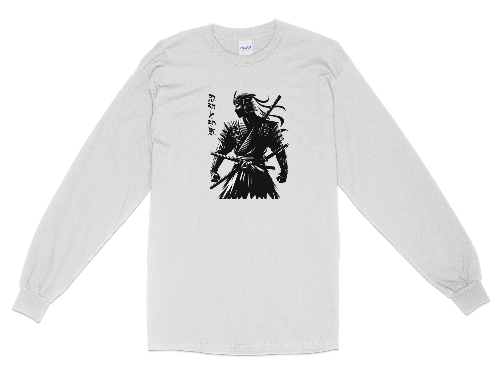 Samurai Ninja - Coloured Gildan Long Sleeve Japanese Talisman Unisex Cultural Symbolic Graphic Design