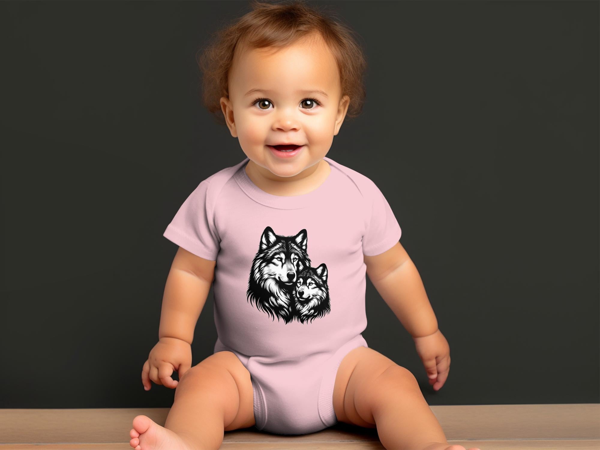 Wolf Mother and Cub - Coloured Toddler Bodysuit Family Talisman Unisex Tee Graphic Design