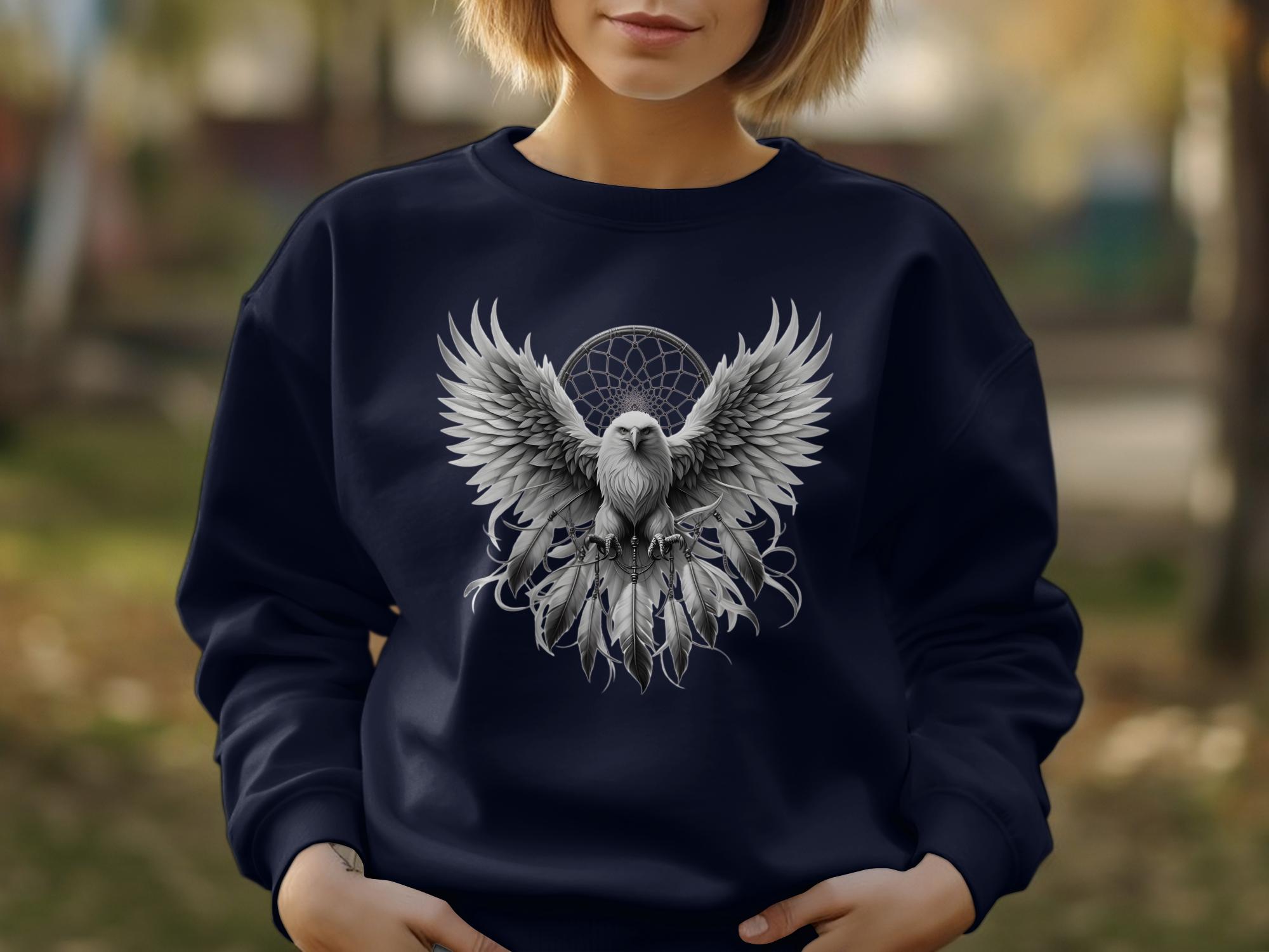 Dreamcatcher Eagle - Coloured Gildan Sweatshirt Realistic Native American Talisman Unisex Mythology Tee Graphic Design