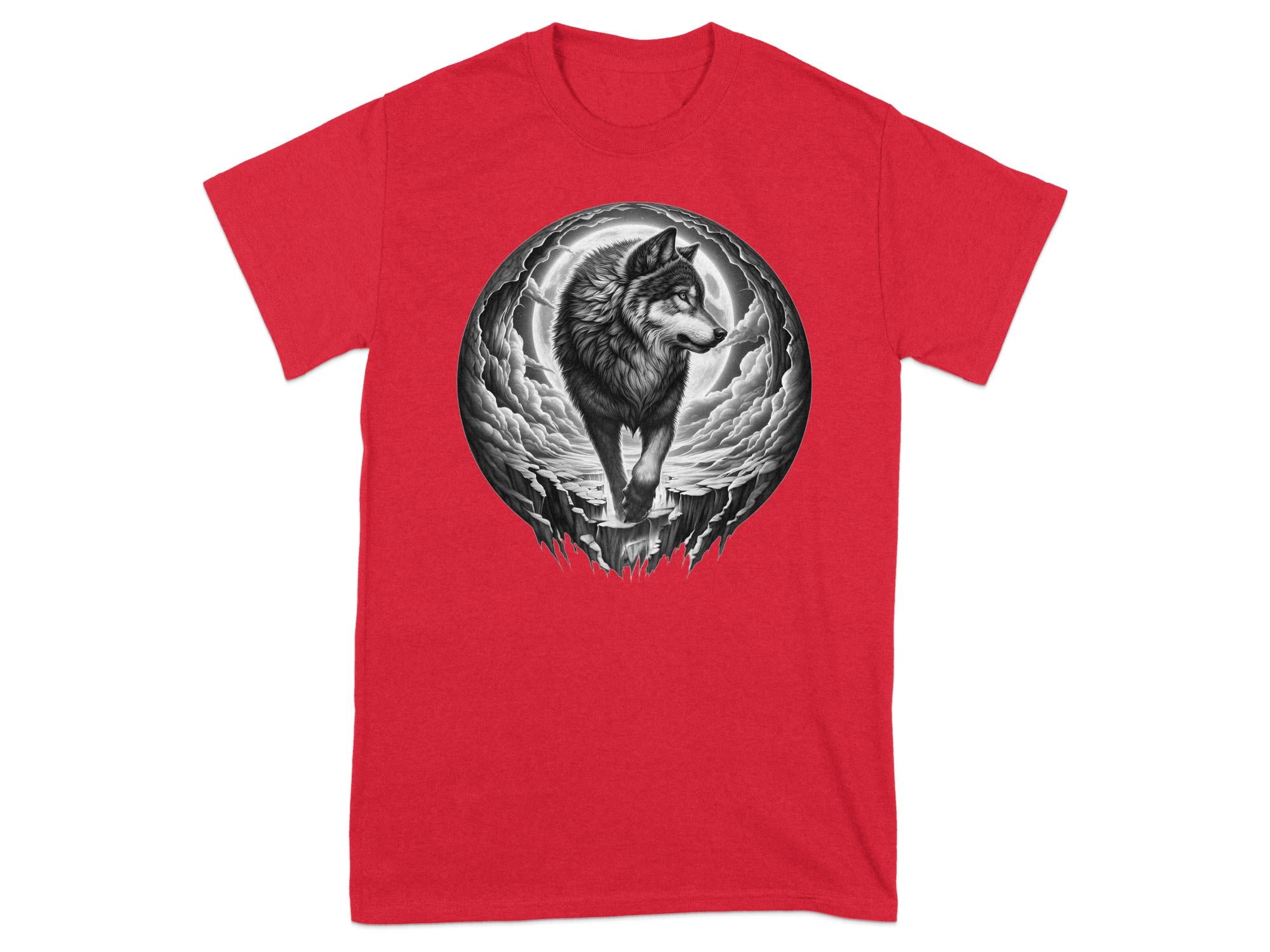 Moon Wolf - Coloured Gildan T-Shirt Realistic Animal Talisman Unisex Mythology Tee Graphic Design