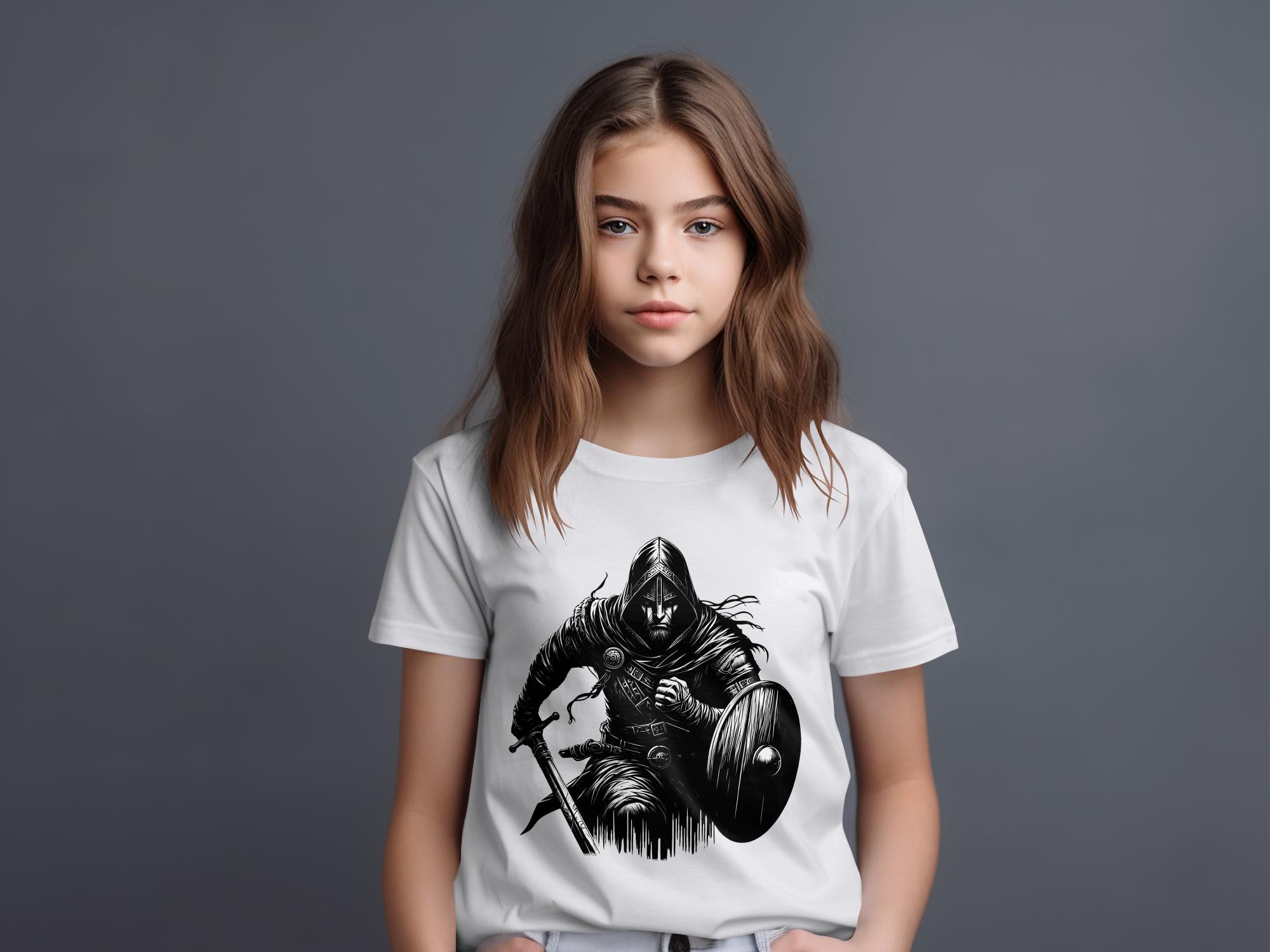 Viking Soldier - Coloured Gildan Kids T Shirt Norse Talisman Unisex Valhalla Tee