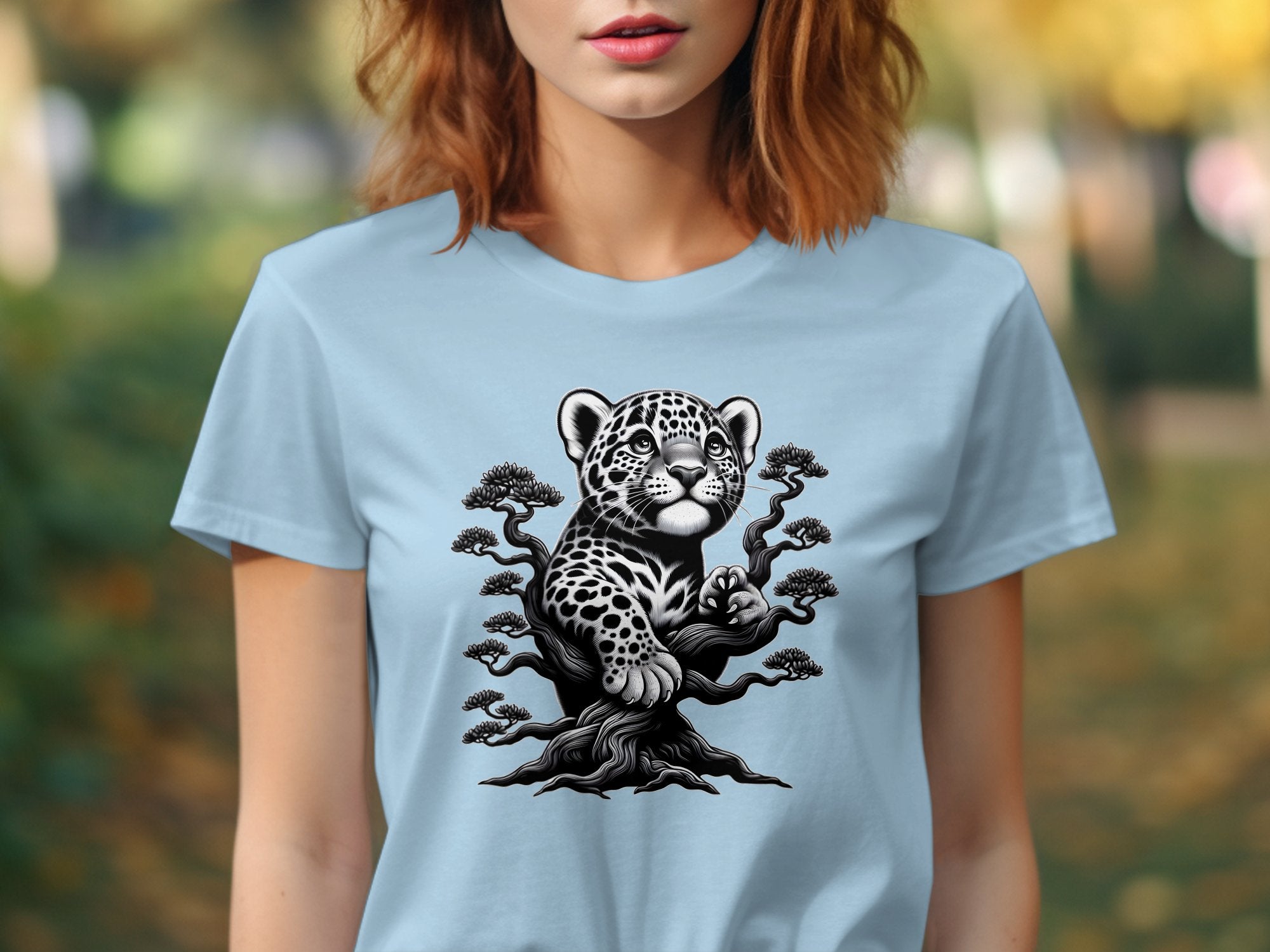 Leopard Bonsai - Coloured Gildan T-Shirt Realistic Animal Talisman Unisex Cute Tee Graphic Design