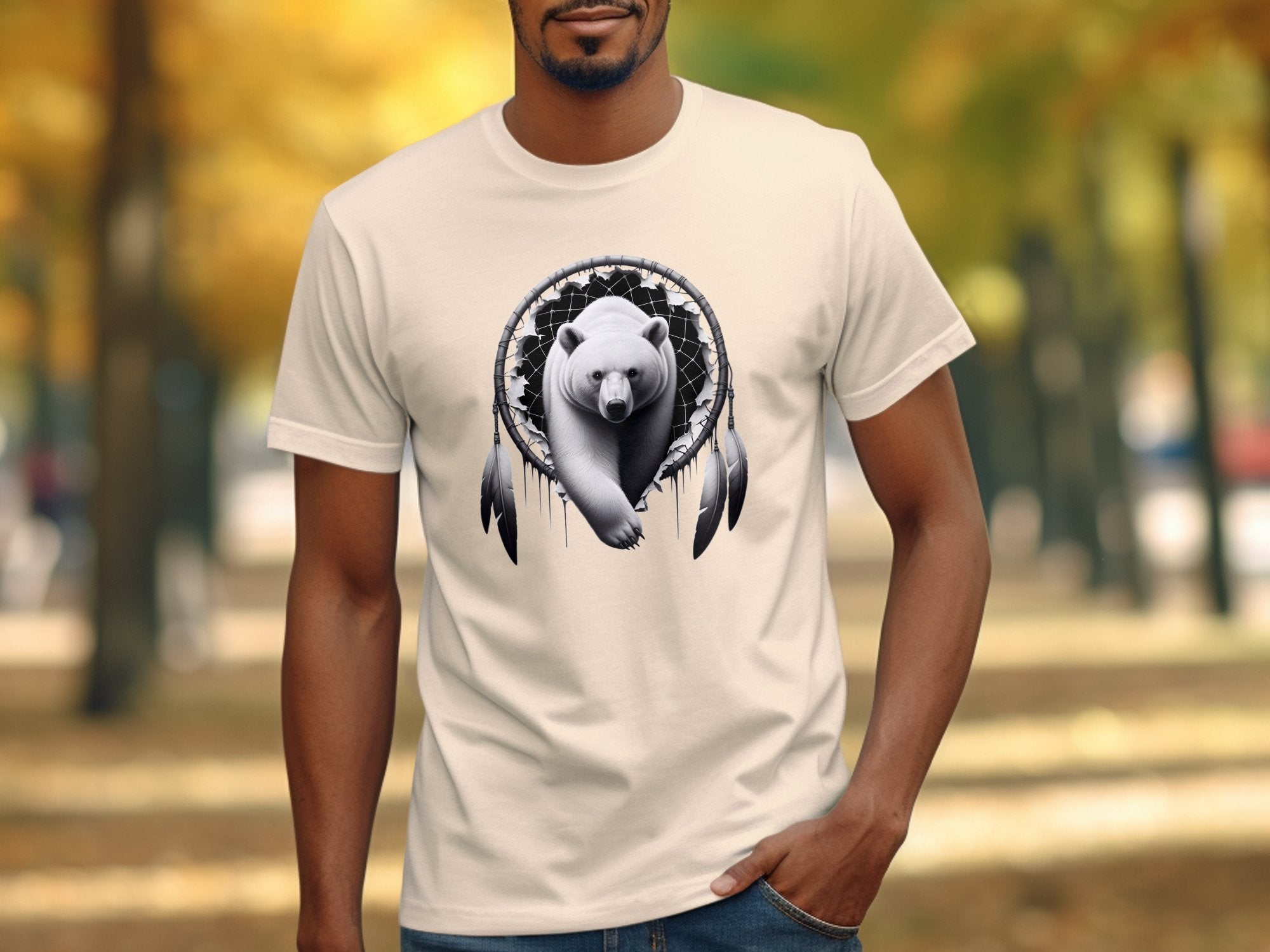 Dreamcatcher Bear - Coloured Gildan T-Shirt Realistic Native American Talisman Unisex Mythology Tee Graphic Design