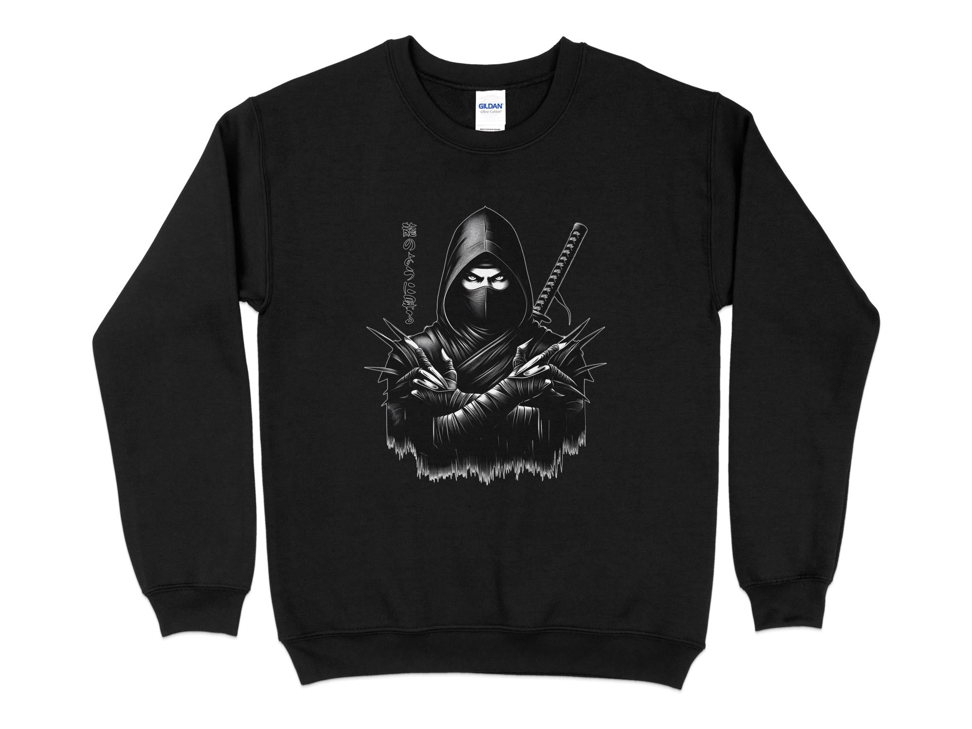 Samurai Ninja - Coloured Gildan Sweatshirt Japanese Talisman Unisex Cultural Symbolic Graphic Design