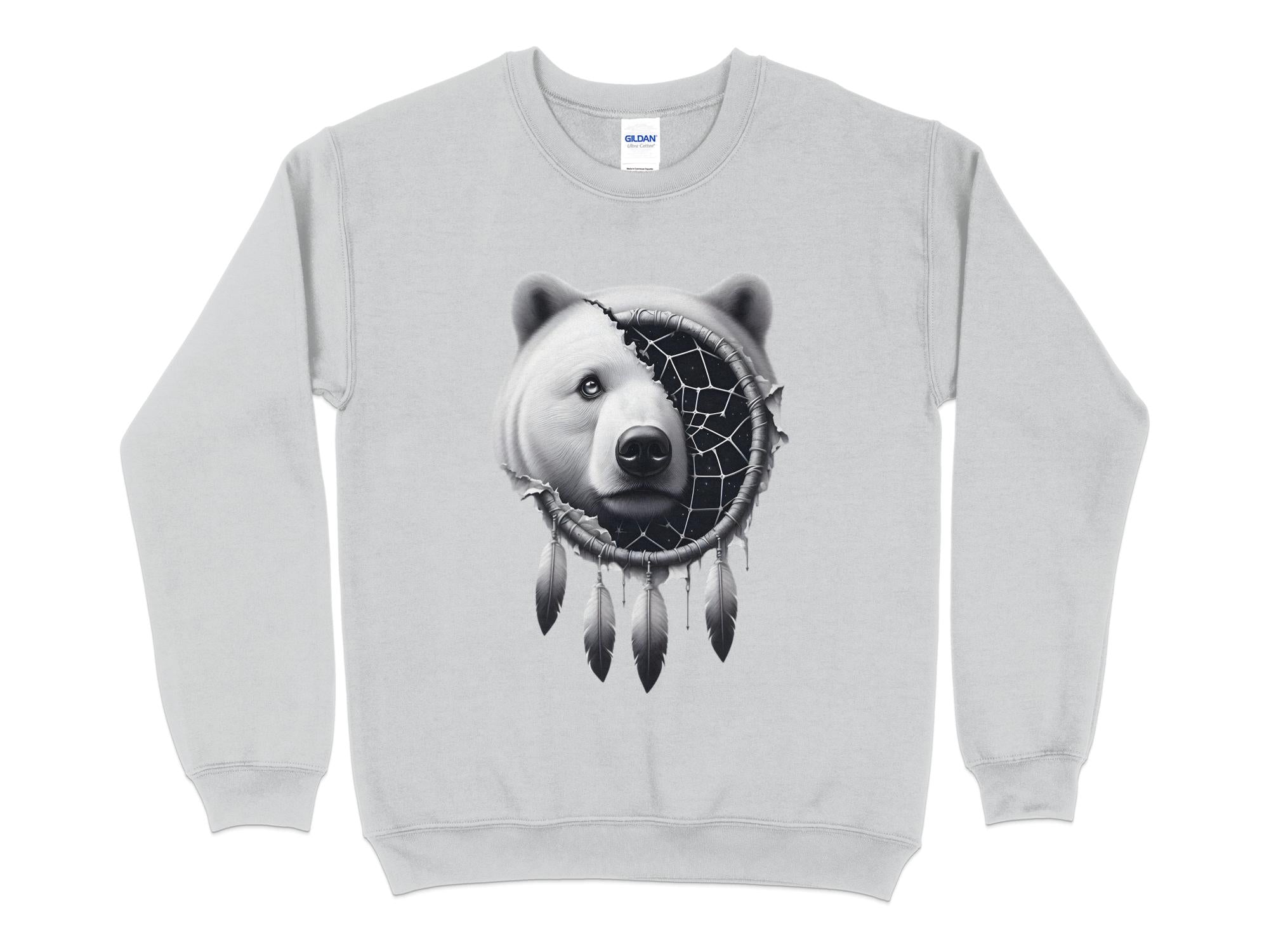 Dreamcatcher Bear - Coloured Gildan Sweatshirt Realistic Native American Talisman Unisex Mythology Tee Graphic Design