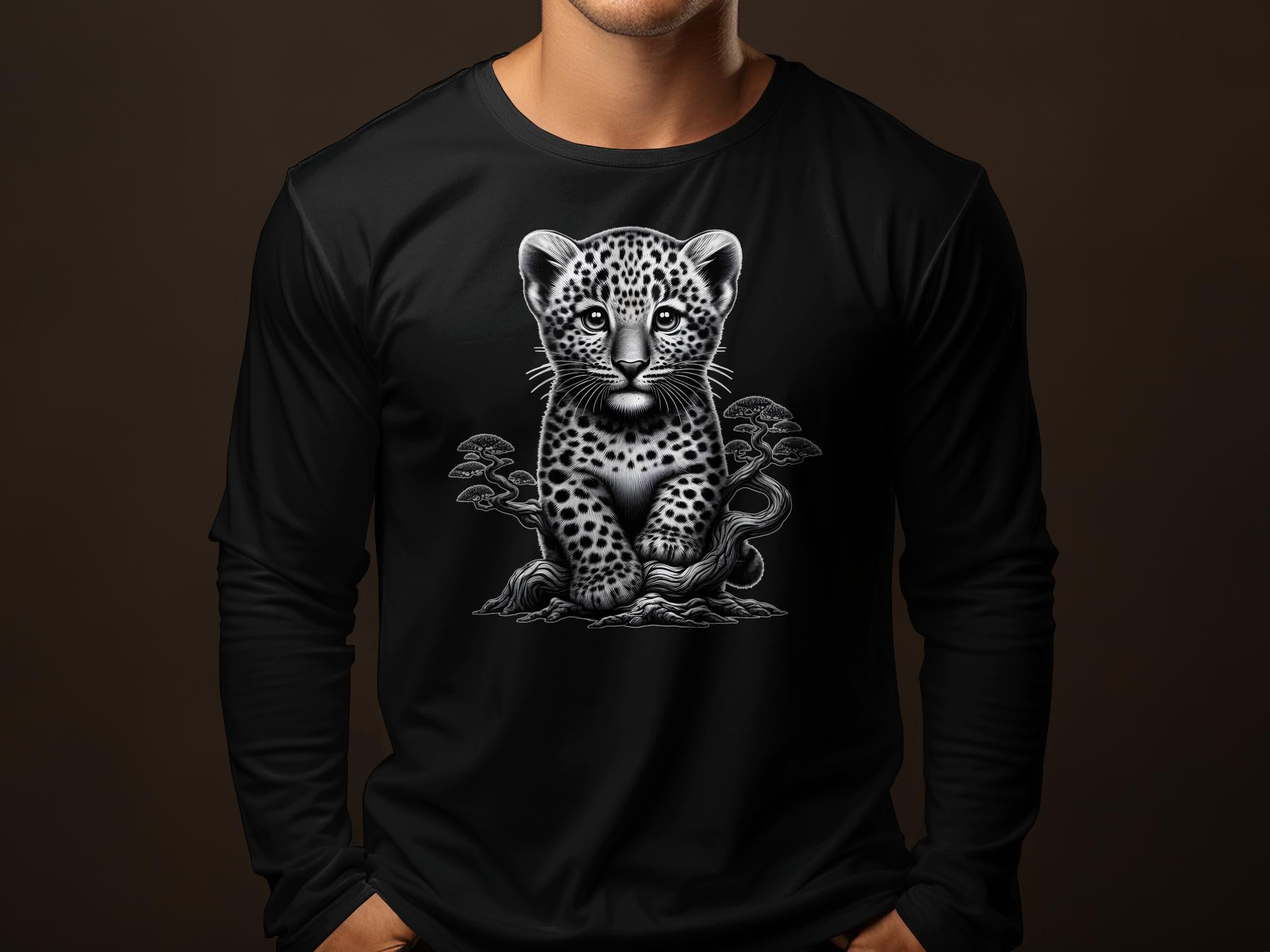 Leopard Bonsai - Coloured Gildan Long Sleeve Realistic Animal Talisman Unisex Cute Tee Graphic Design