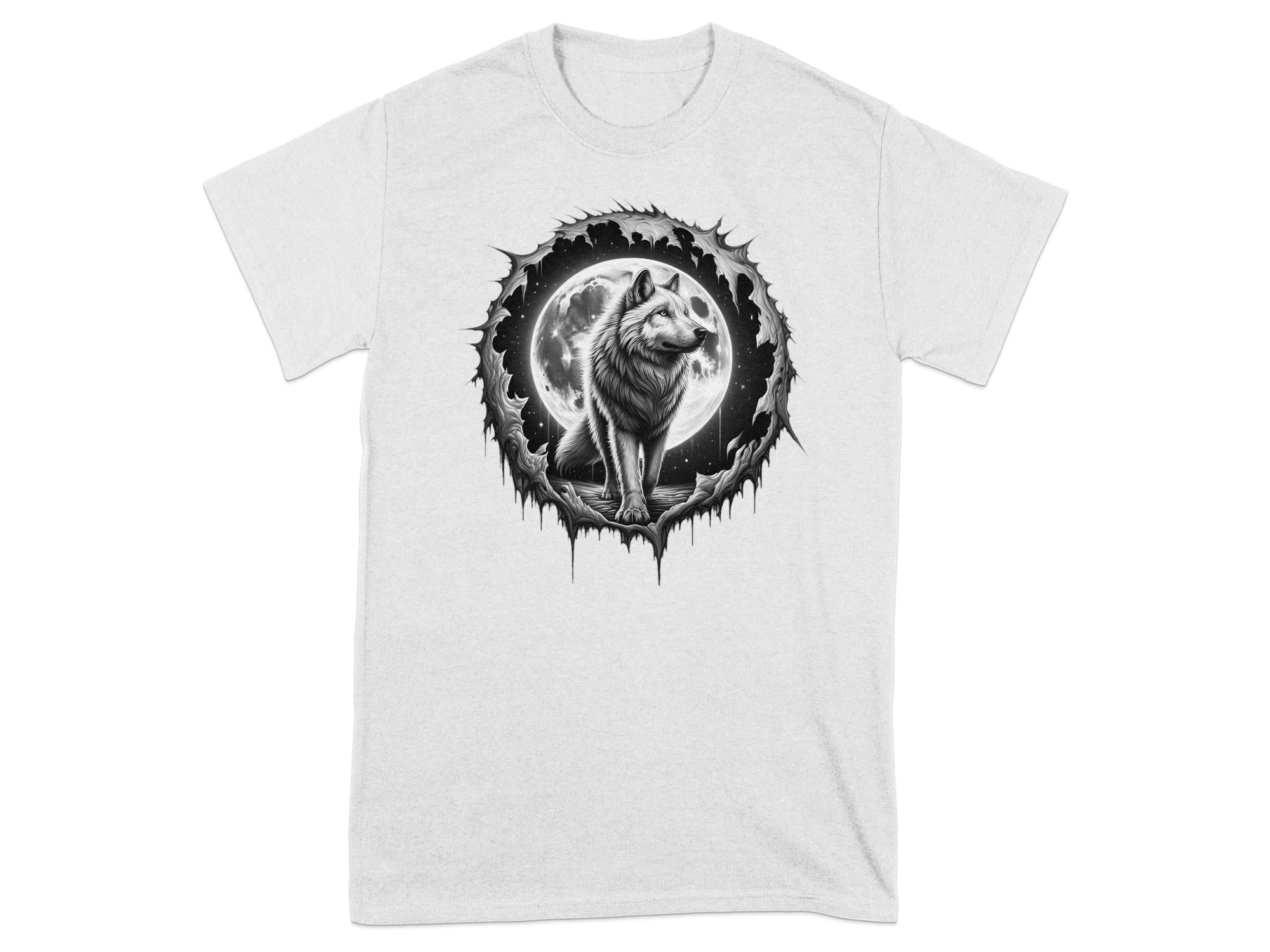 Moon Wolf - Coloured Gildan T-Shirt Realistic Animal Talisman Unisex Mythology Tee Graphic Design