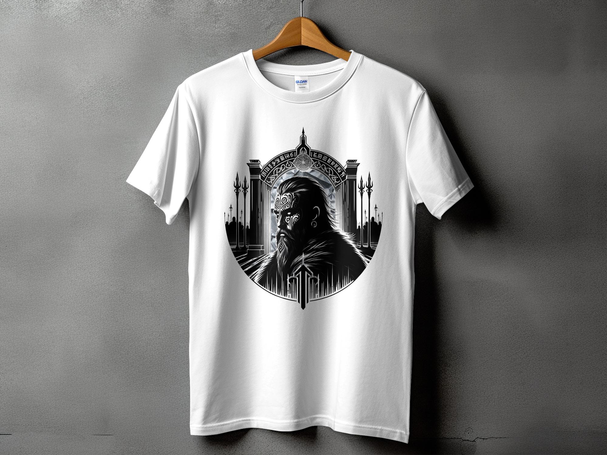 Viking Warrior - Coloured Gildan T Shirt Realistic Norse Talisman Men Women Unisex Valhalla Tee Graphic Design